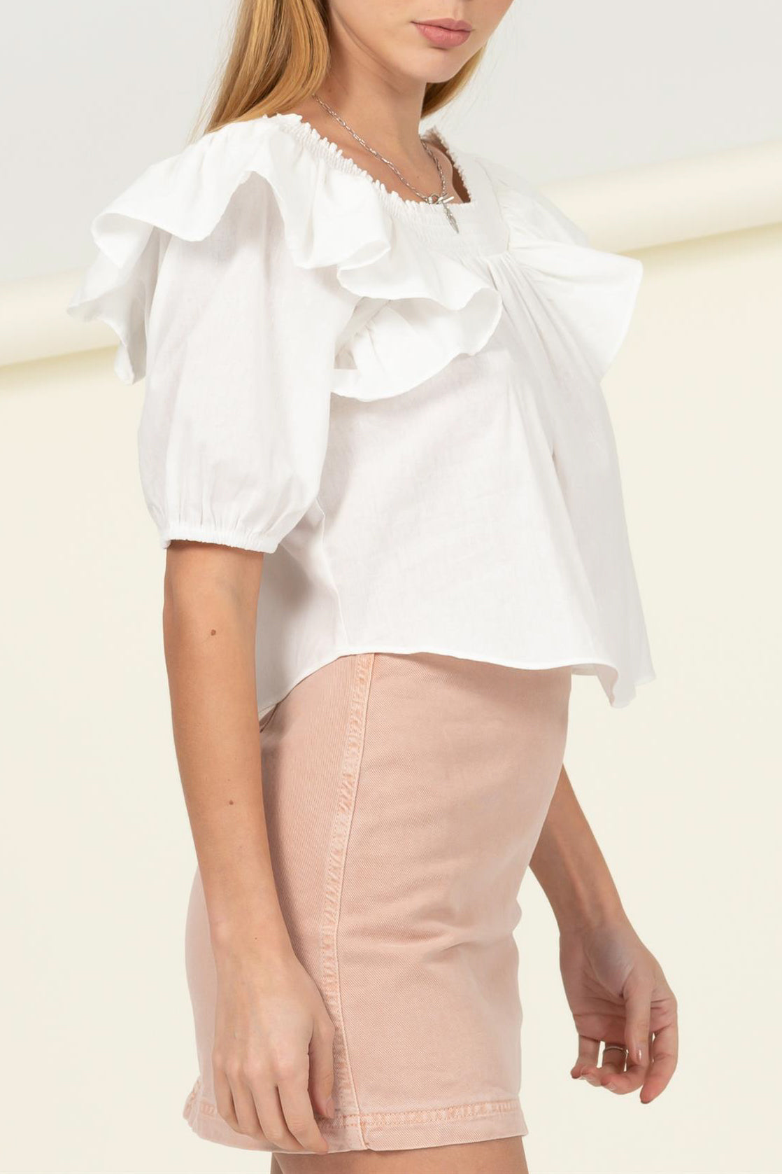 Woven Ruffle Sleeve Blouse - Charming Charlie