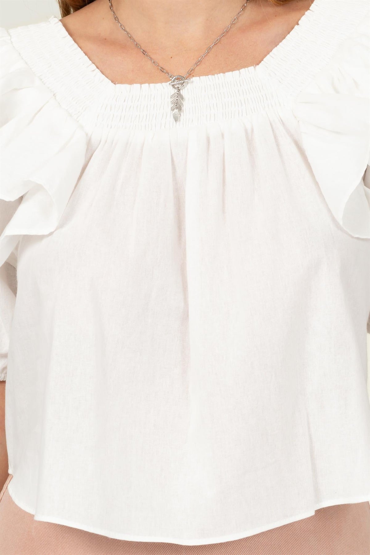 Woven Ruffle Sleeve Blouse - Charming Charlie