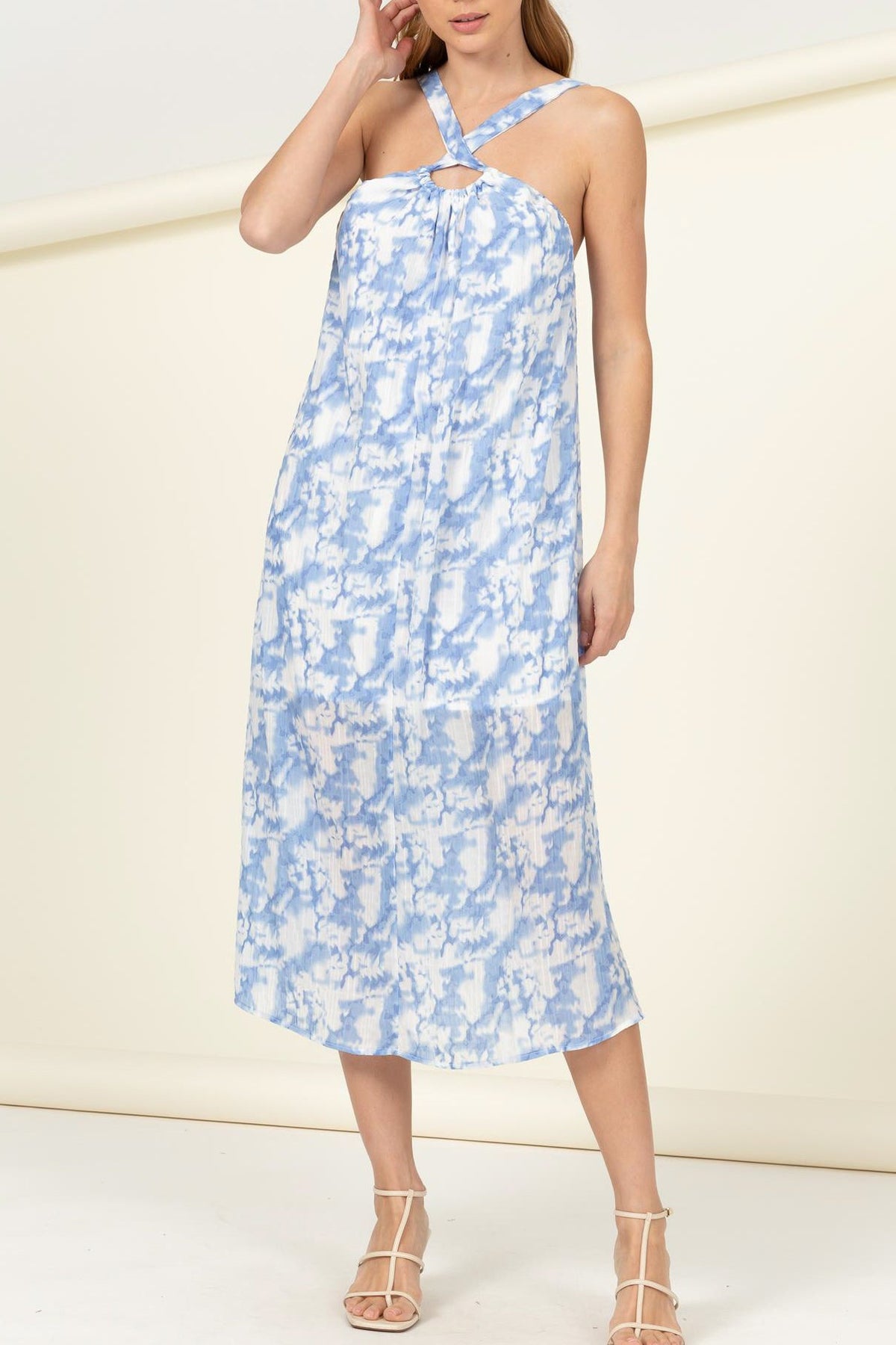 Criss Cross Neckline Novelty Printed Dress - Charming Charlie