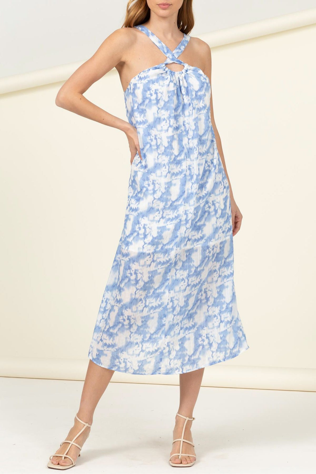 Criss Cross Neckline Novelty Printed Dress - Charming Charlie