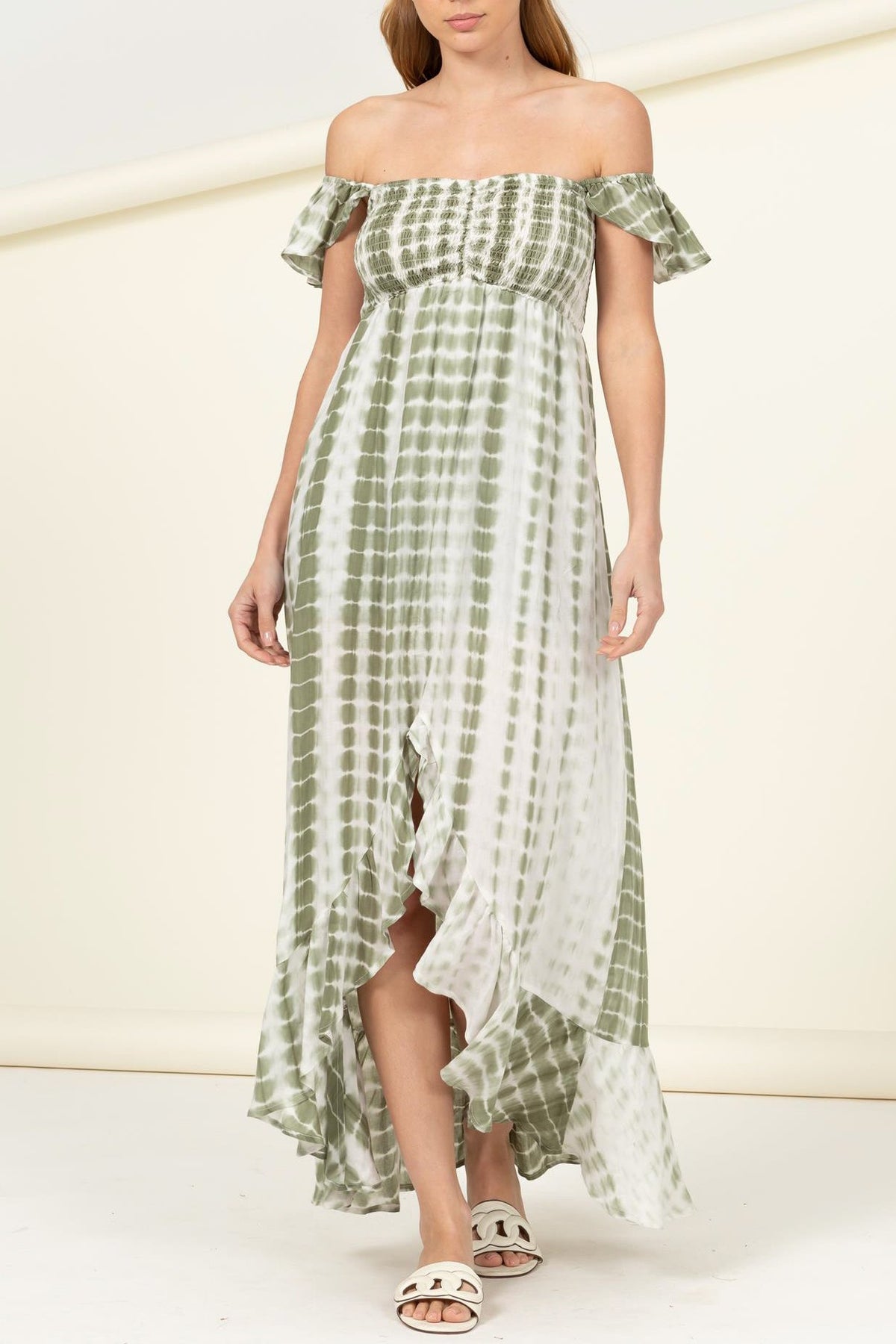 Woven Off the Shoulder Tye Dye Dress - Charming Charlie