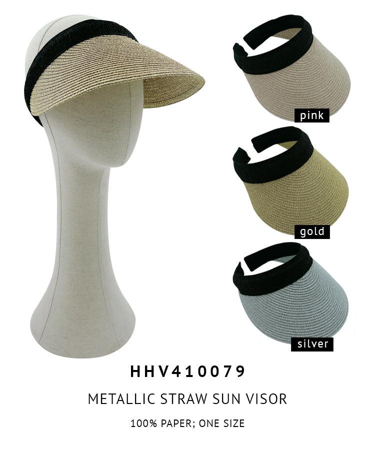 Metallic Straw Sun Visor - Charming Charlie