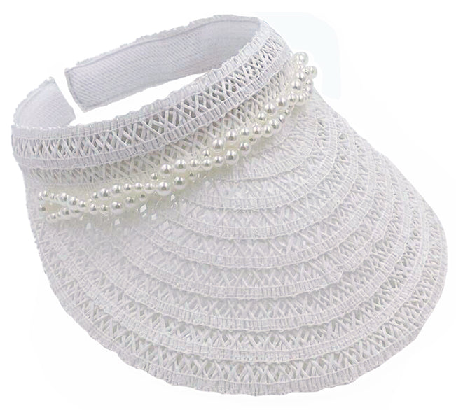 Straw Sun Visor With Pearl - Charming Charlie