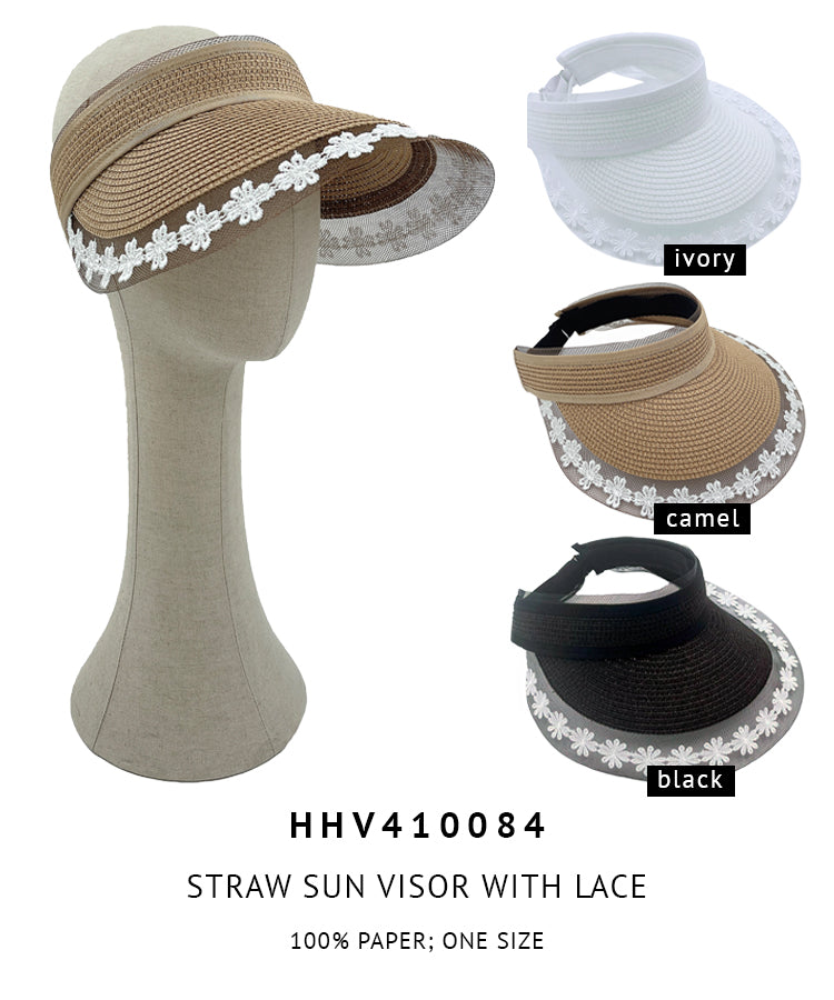 Straw Sun Visor with Lace - Charming Charlie