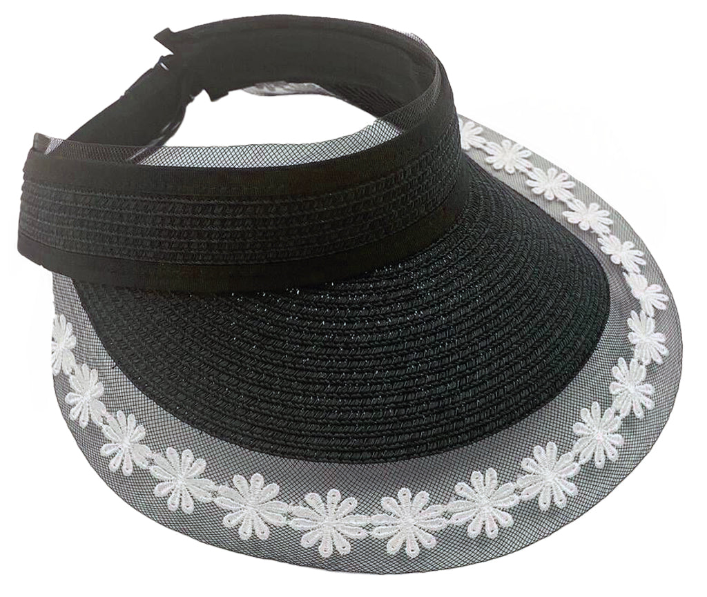 Straw Sun Visor with Lace - Charming Charlie