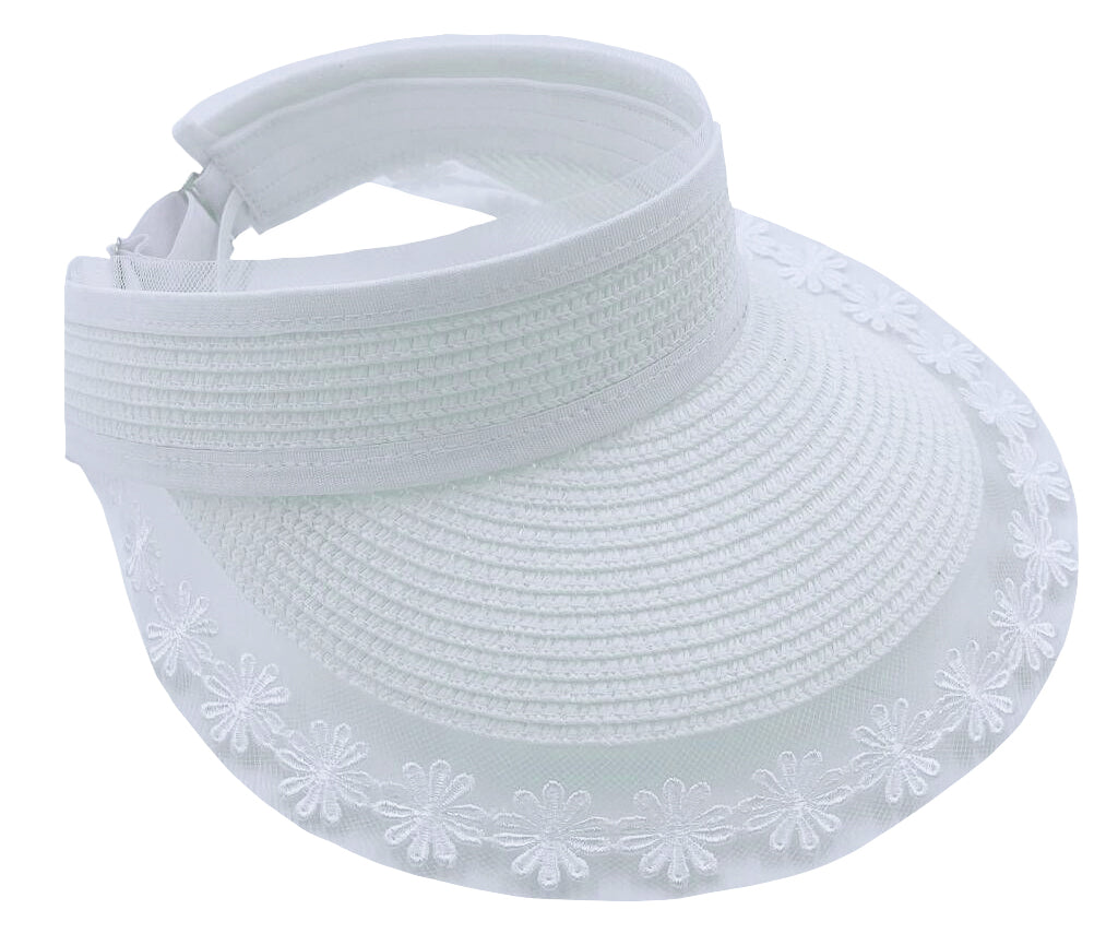 Straw Sun Visor with Lace - Charming Charlie