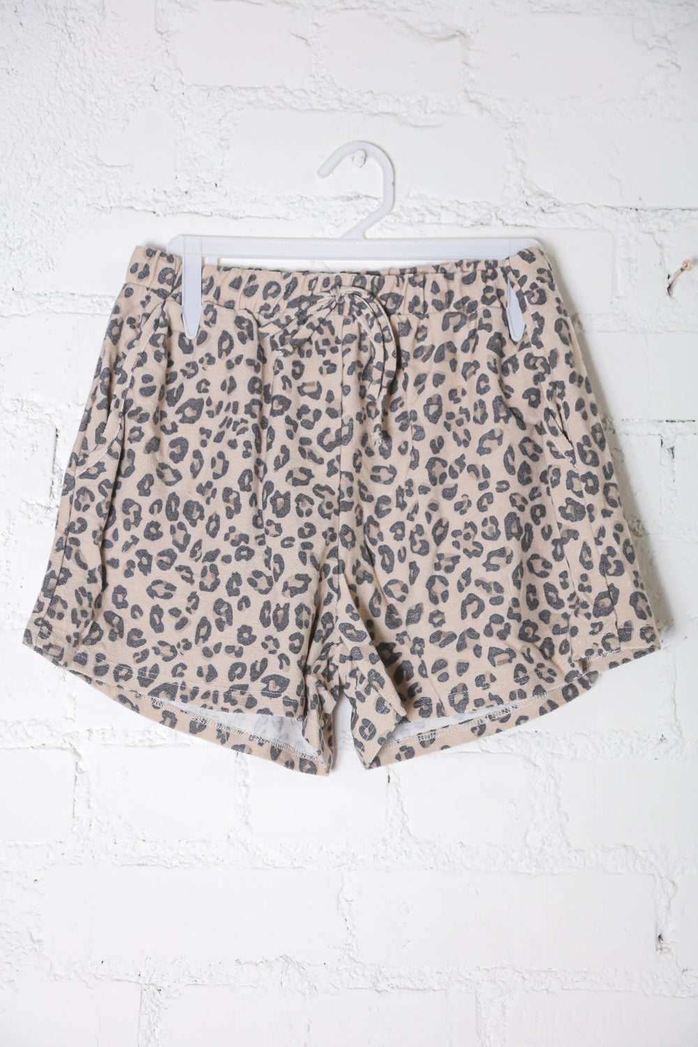 Be Bold Taupe Animal Print French Terry Pocket Shorts - Charming Charlie