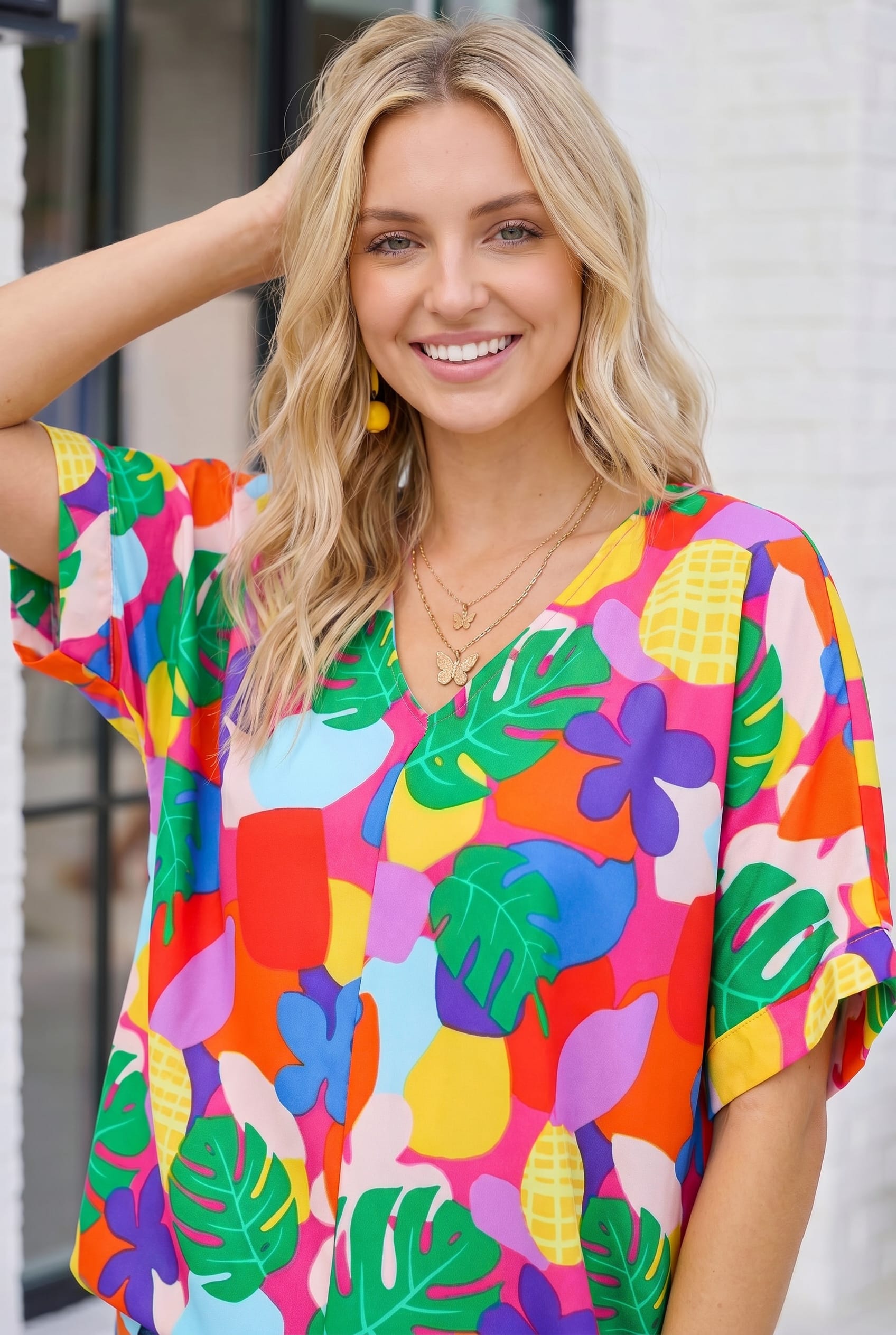 Tropical Pop Art V-Neck Top - Charming Charlie