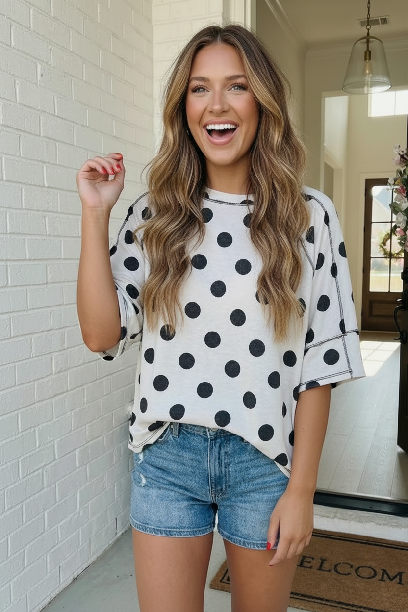 Dots All I Need Oversized Tee - Charming Charlie