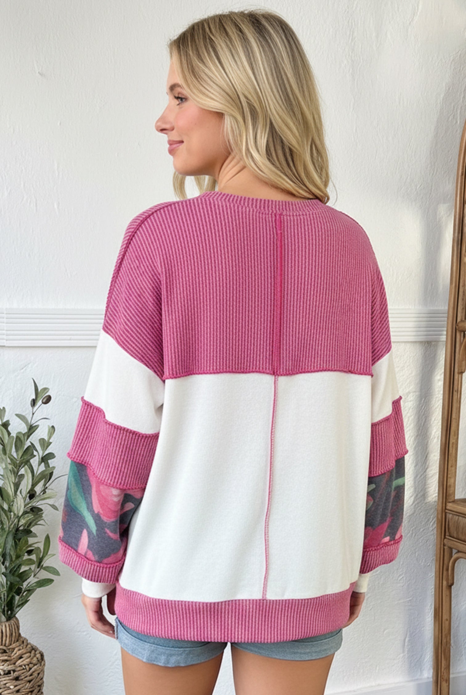 Rosy Garden Getaway Color Block Top - Charming Charlie