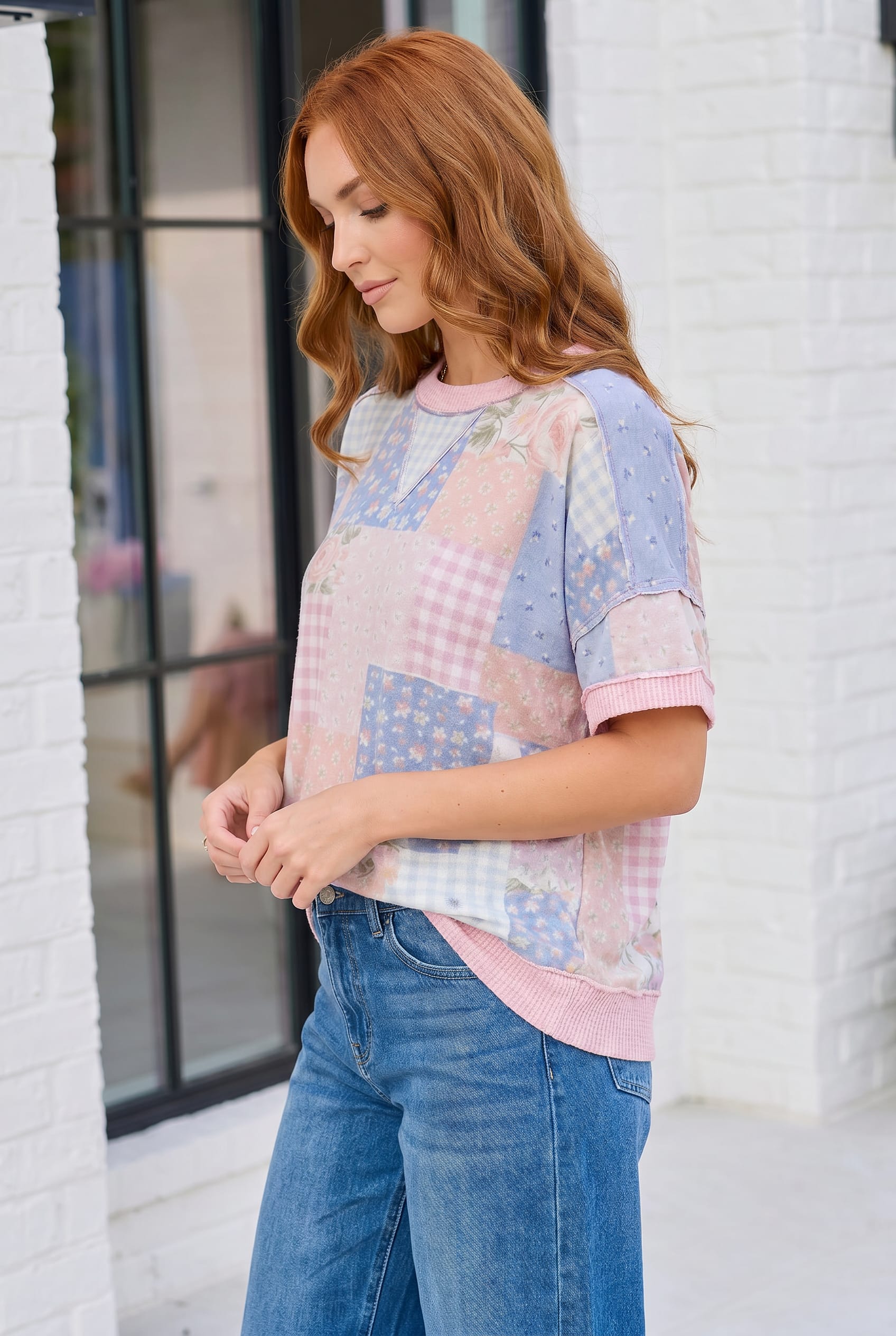 Sweet Patchwork Dreams Short Sleeve Top - Charming Charlie