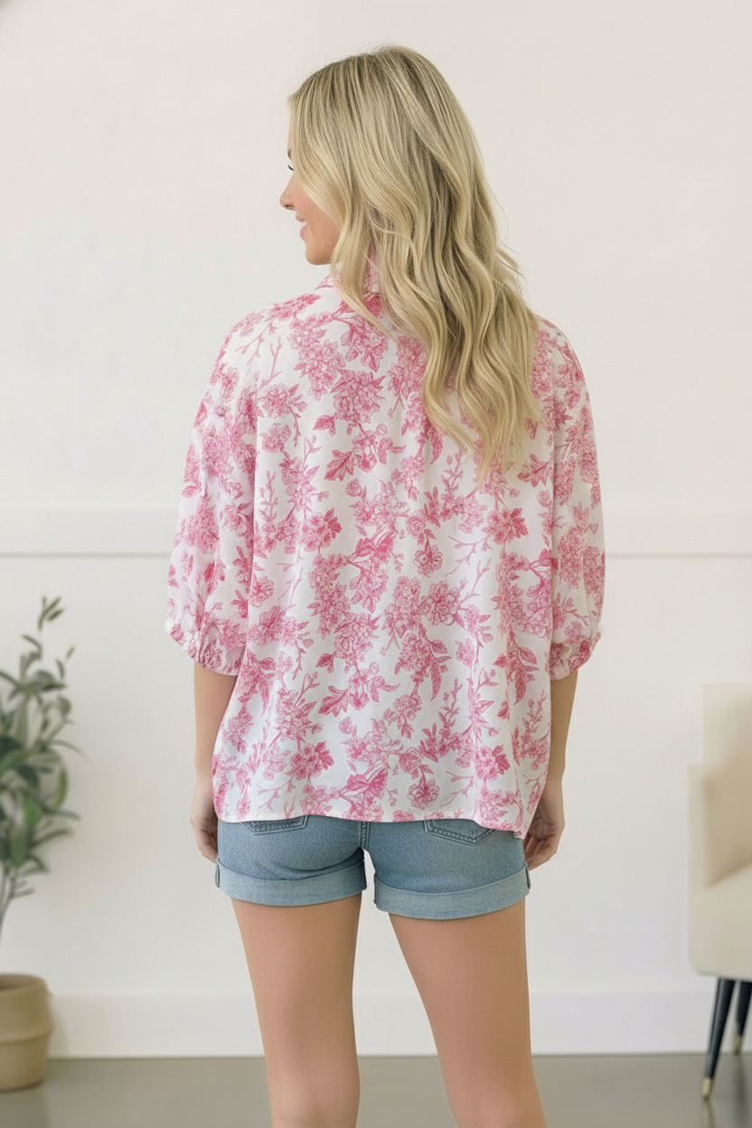 Pink Lemonade Floral Top - Charming Charlie