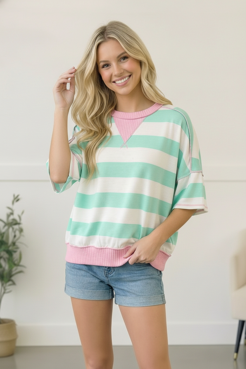 Mint Sugar Rush Colorblock Tee - Charming Charlie