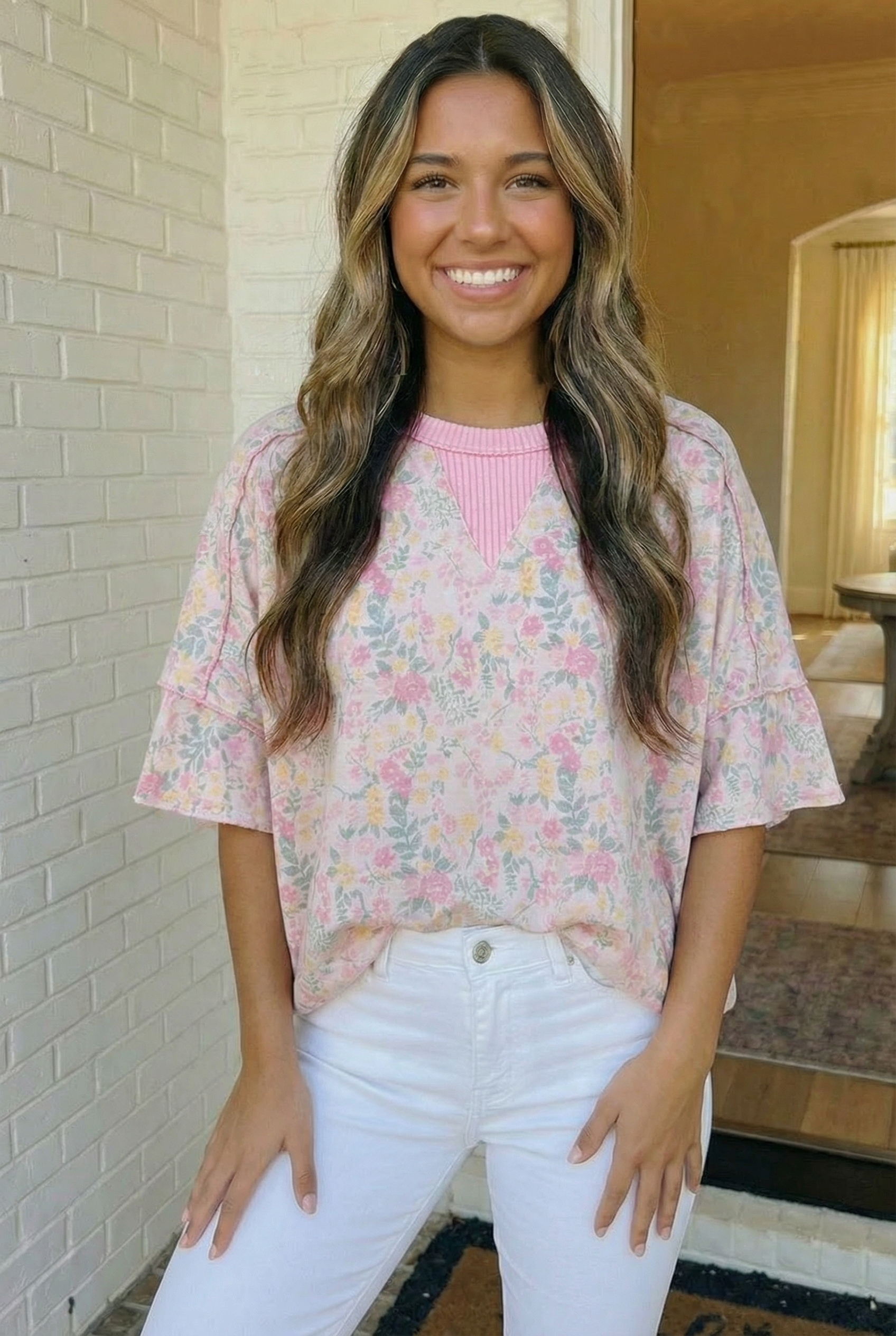 Sweet Garden Floral Drop Shoulder Top - Charming Charlie