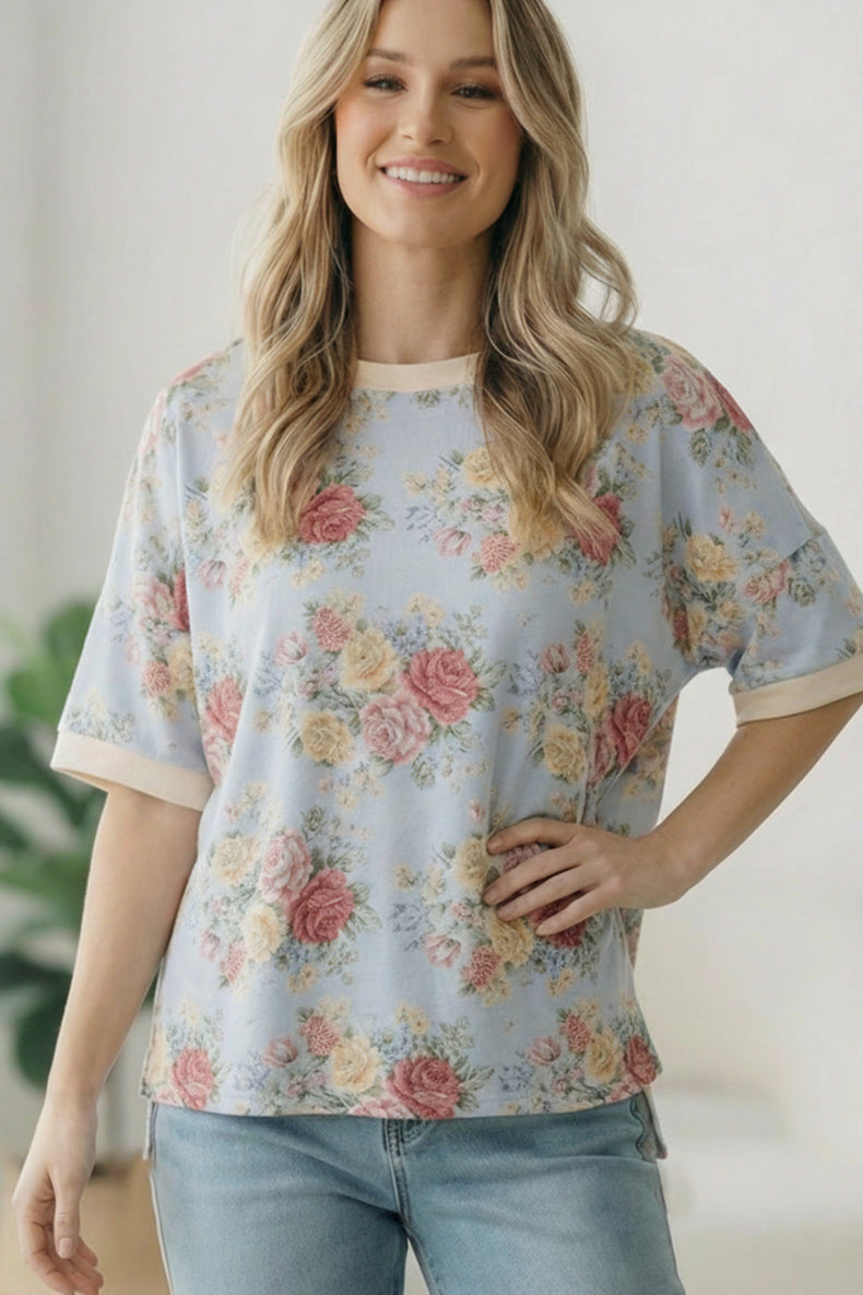 Vintage Bloom Light Blue Boyfriend Tee - Charming Charlie