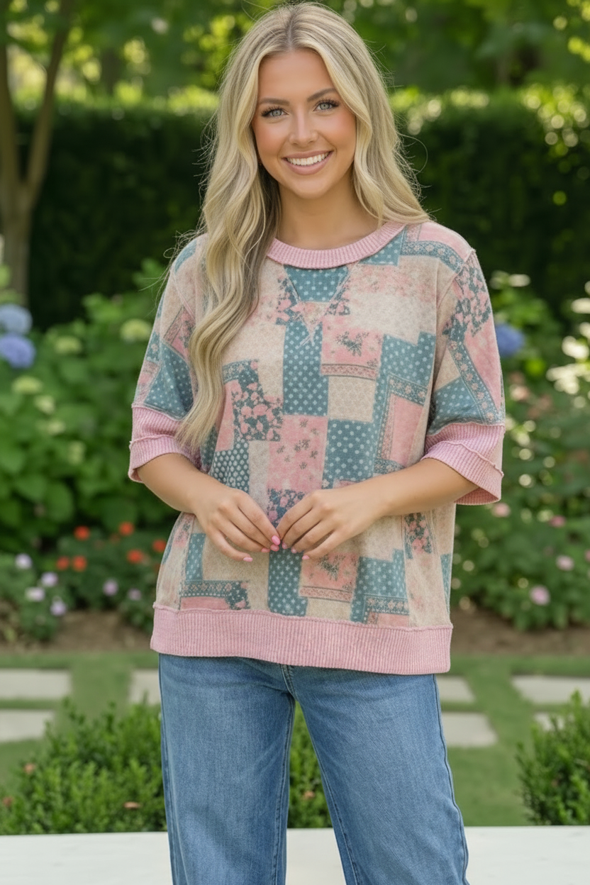 Patchwork Dreams Short Sleeve Top - Charming Charlie