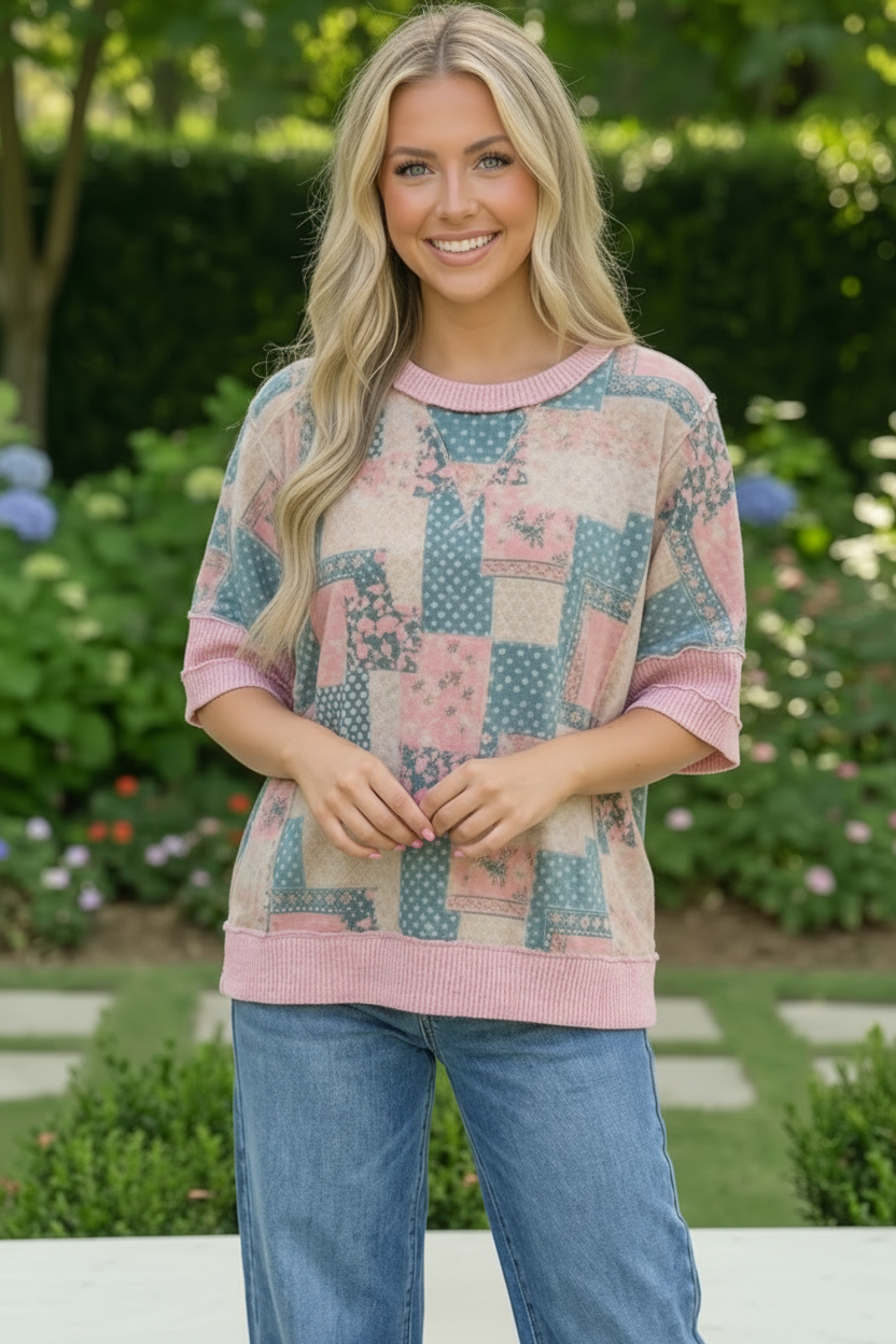 Patchwork Dreams Short Sleeve Top - Charming Charlie
