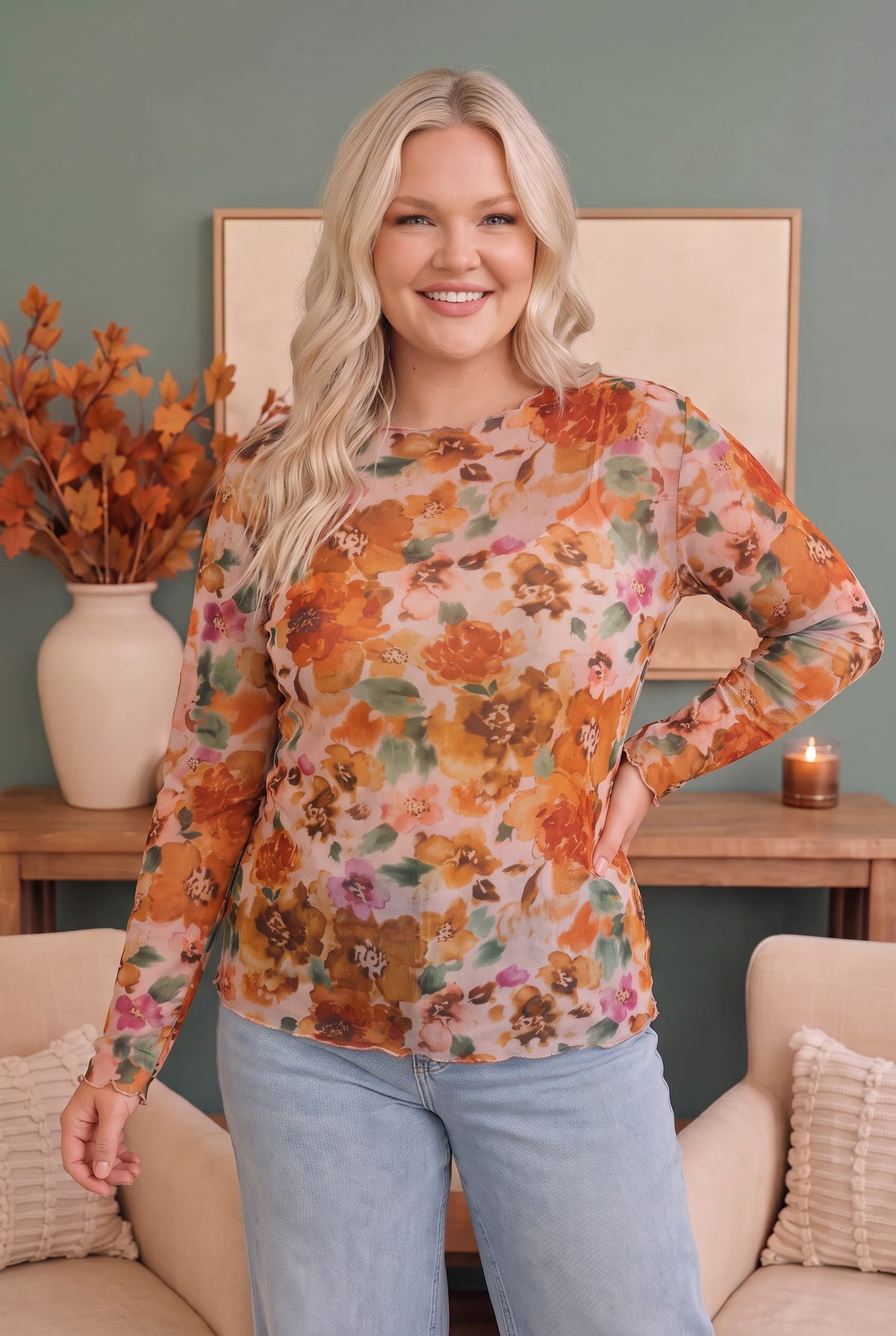 Mums the Word Mesh Floral Top - Charming Charlie