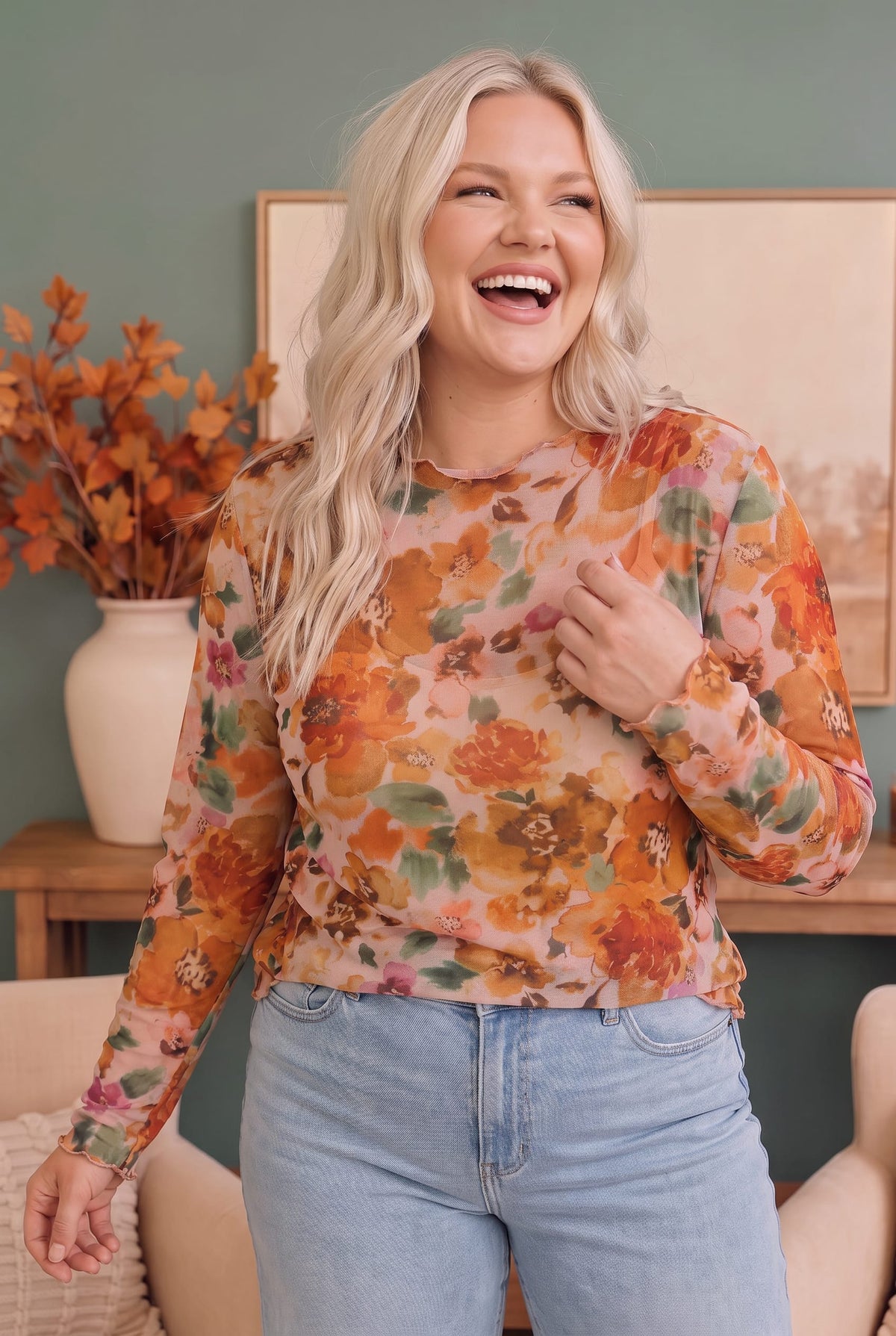 Mums the Word Mesh Floral Top - Charming Charlie