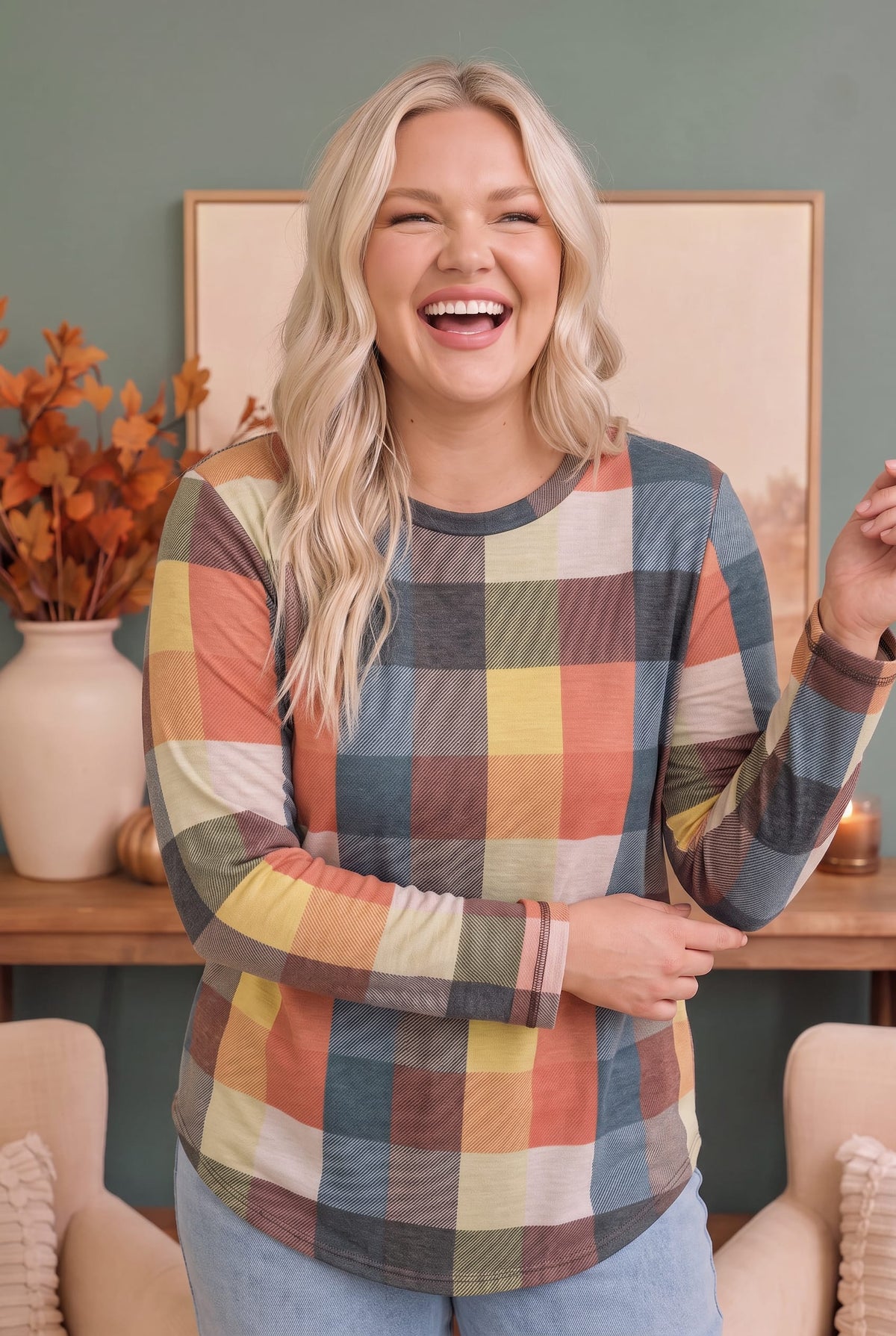 Check Those Boxes Long Sleeve Top - Charming Charlie