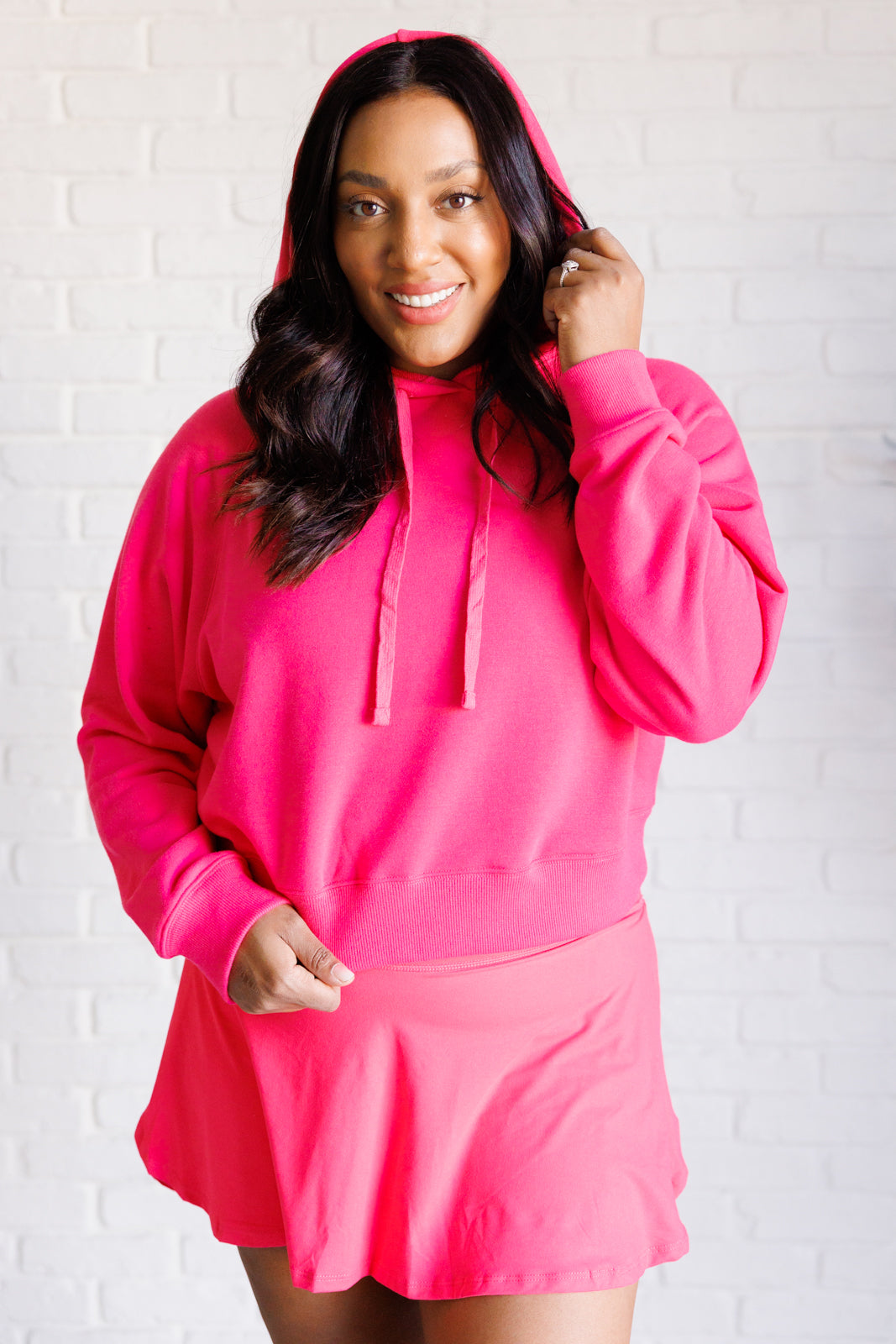 Had Me in the First Half Pullover Hoodie in Flamingo Pink - Charming Charlie