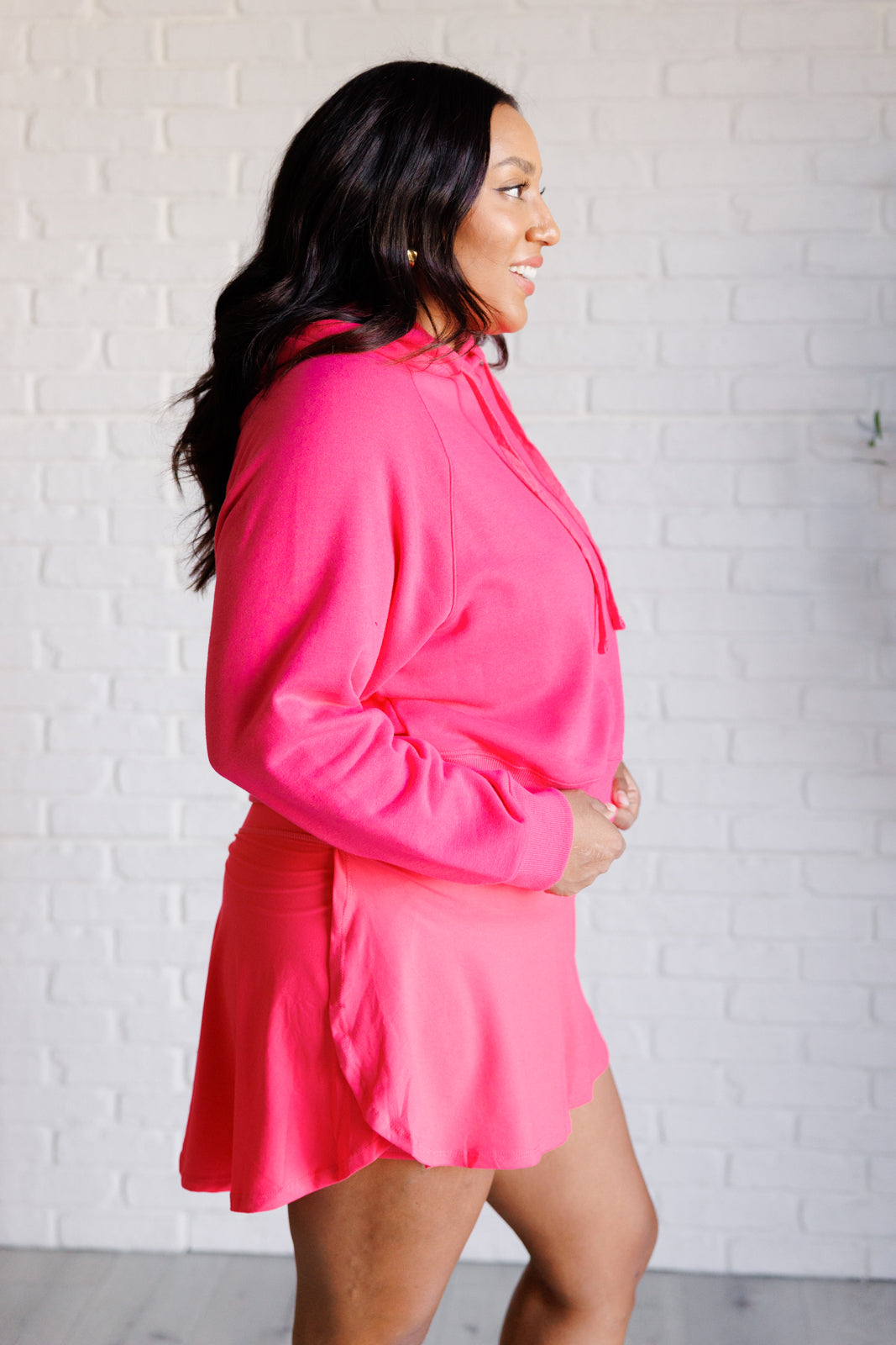 Had Me in the First Half Pullover Hoodie in Flamingo Pink - Charming Charlie