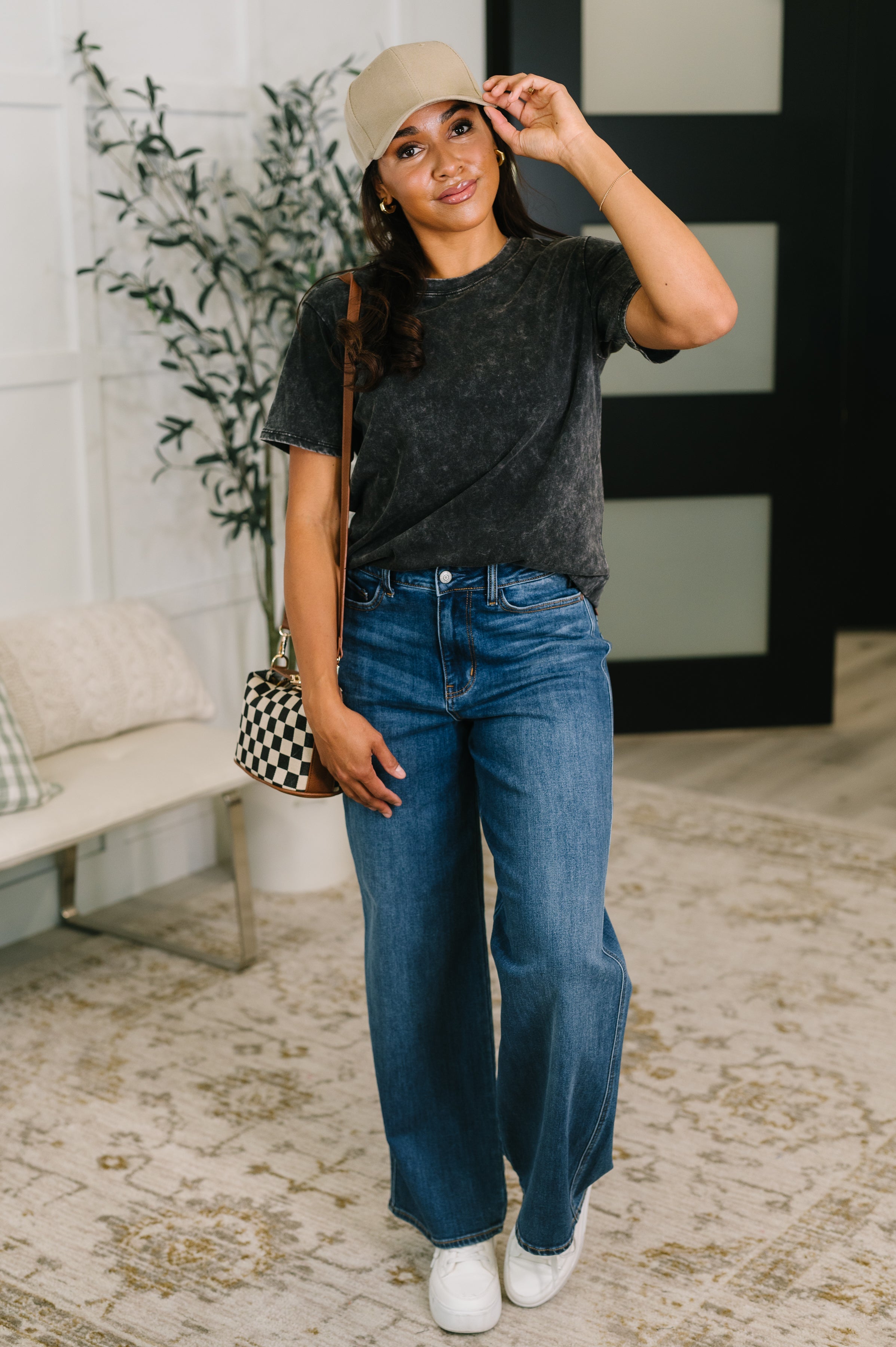 Had to Be There Mineral Wash Tee in Ash Black - Charming Charlie