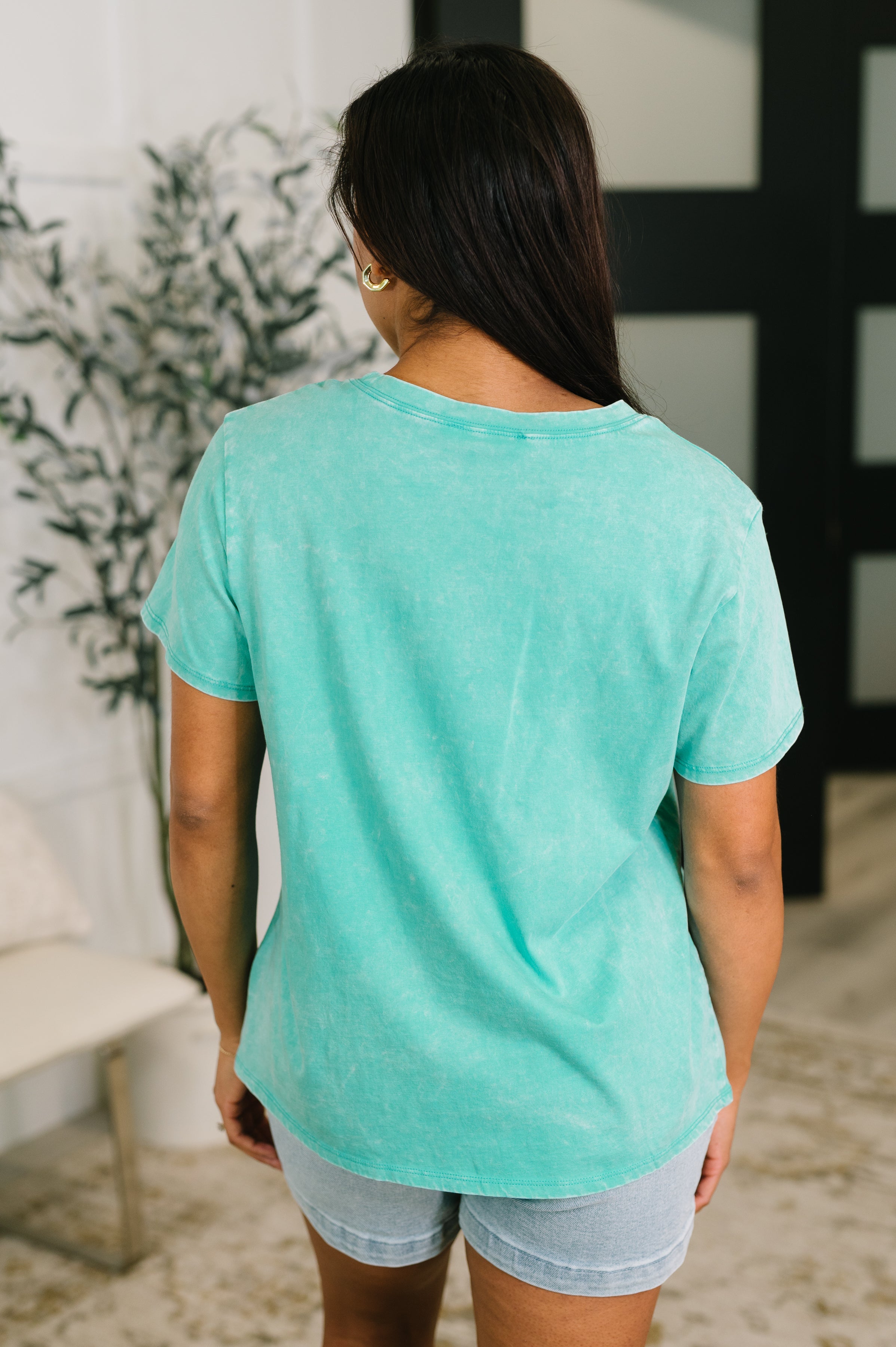 Had to Be There Mineral Wash Tee in Turquoise - Charming Charlie