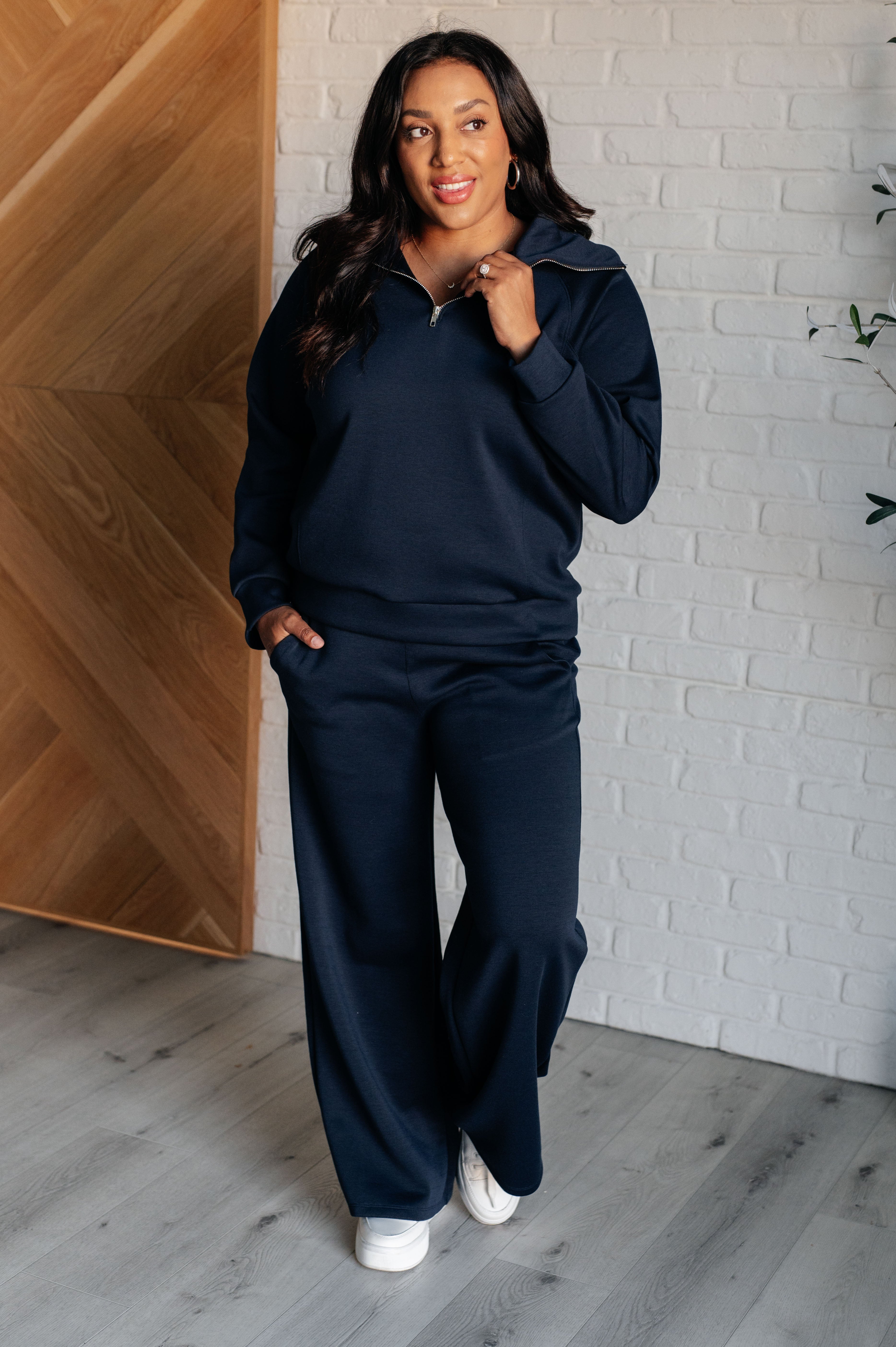 Hamptons Travel Half Zip Pullover in Navy - Charming Charlie