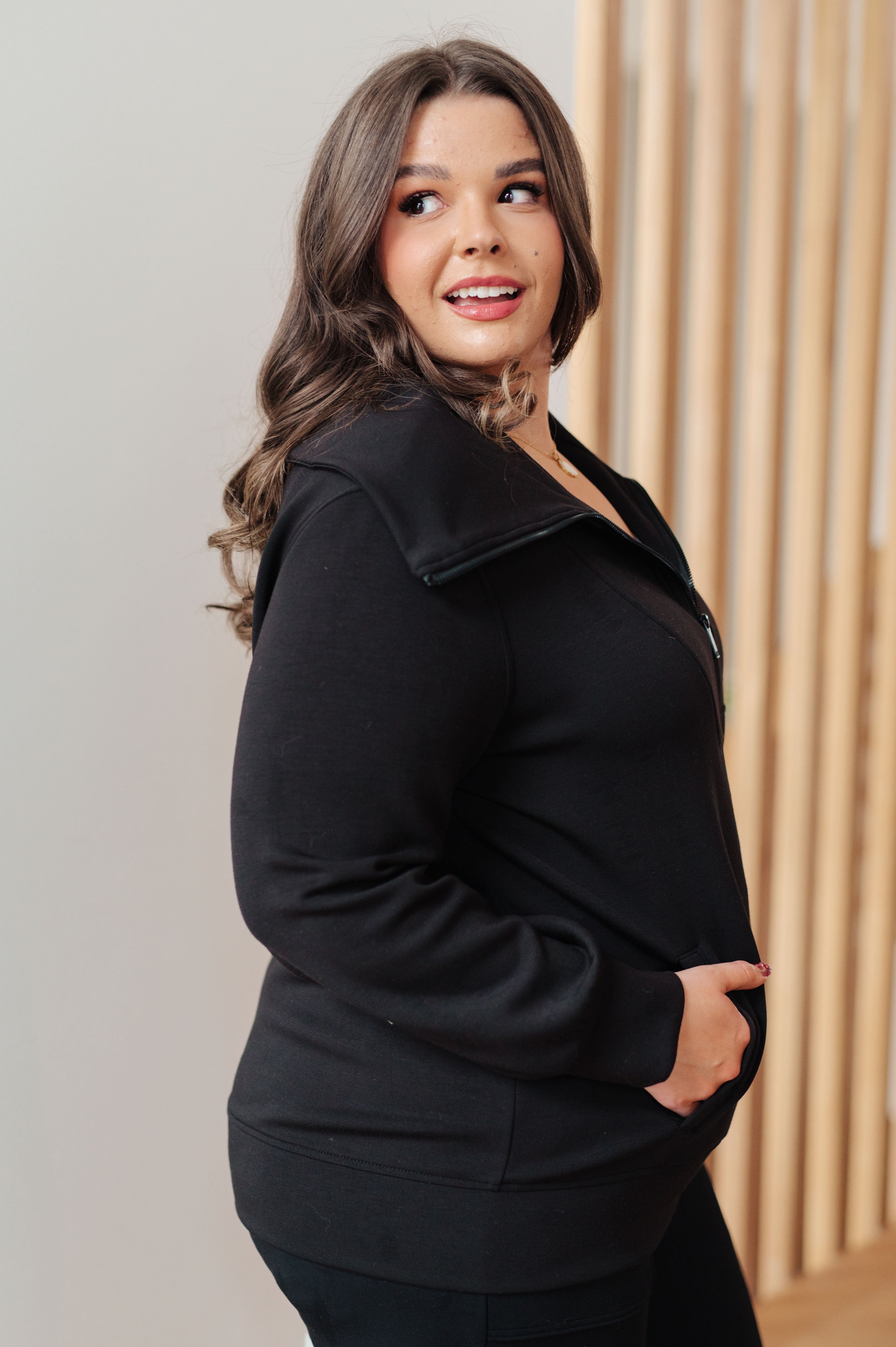 Handle That High Neck Zip Up Jacket - Charming Charlie