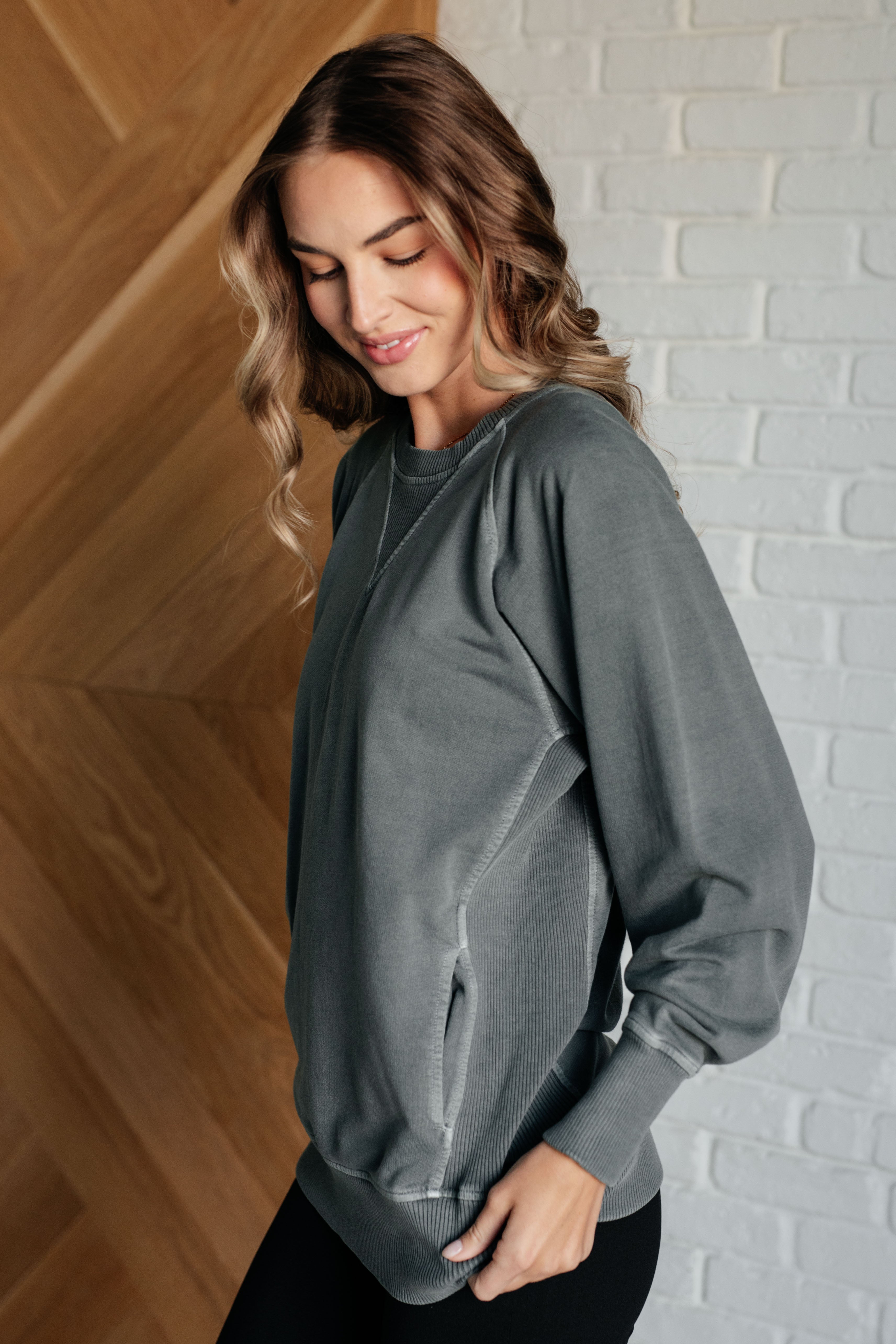 Hands Down Favorite Sweatshirt in Ash Jade - Charming Charlie