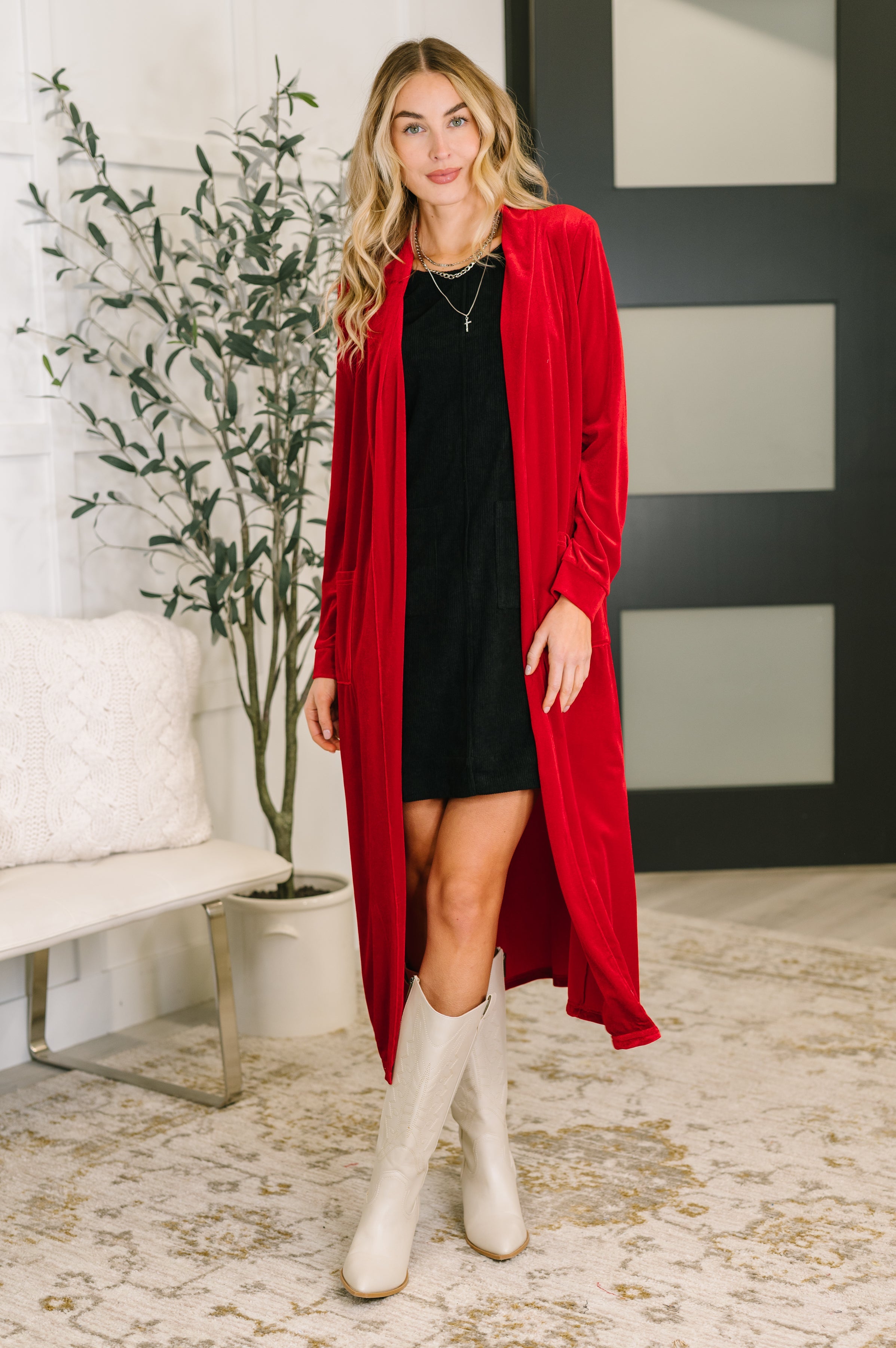 Feeling That Way Corduroy Dress in Black - Charming Charlie