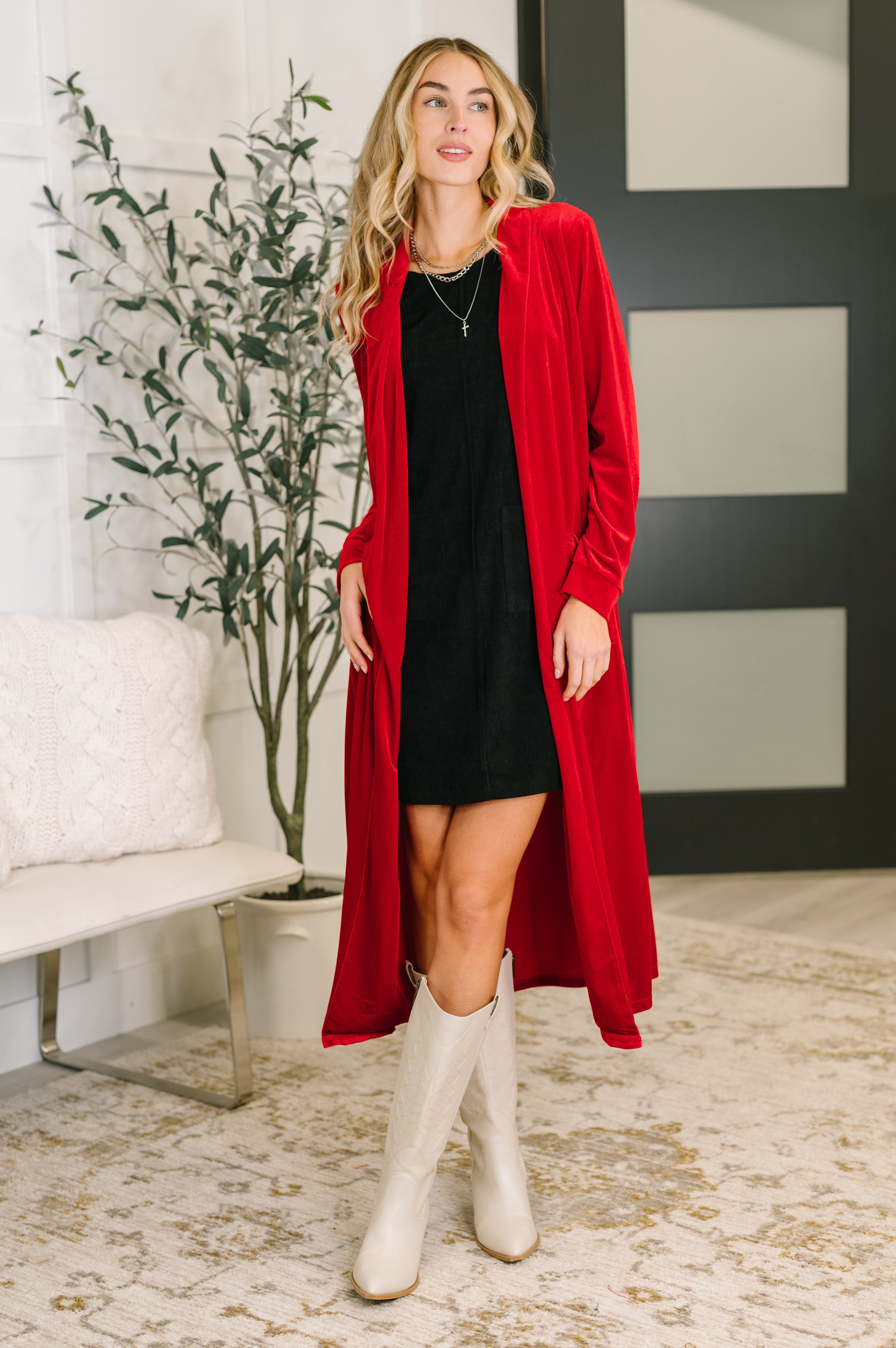 Happy Hours Long Velvet Cardigan - Charming Charlie