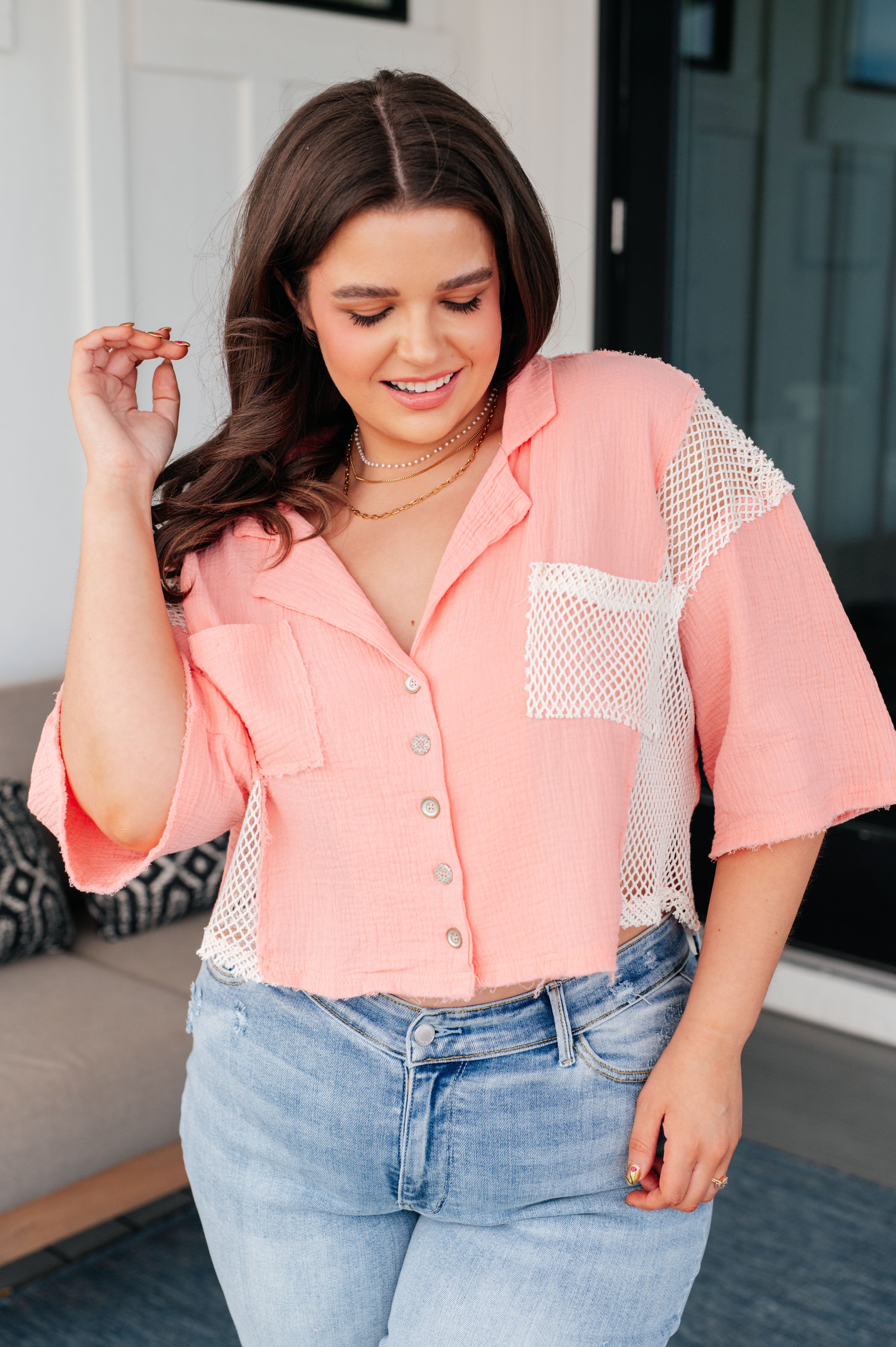 Havana Nights Button Up Top - Charming Charlie