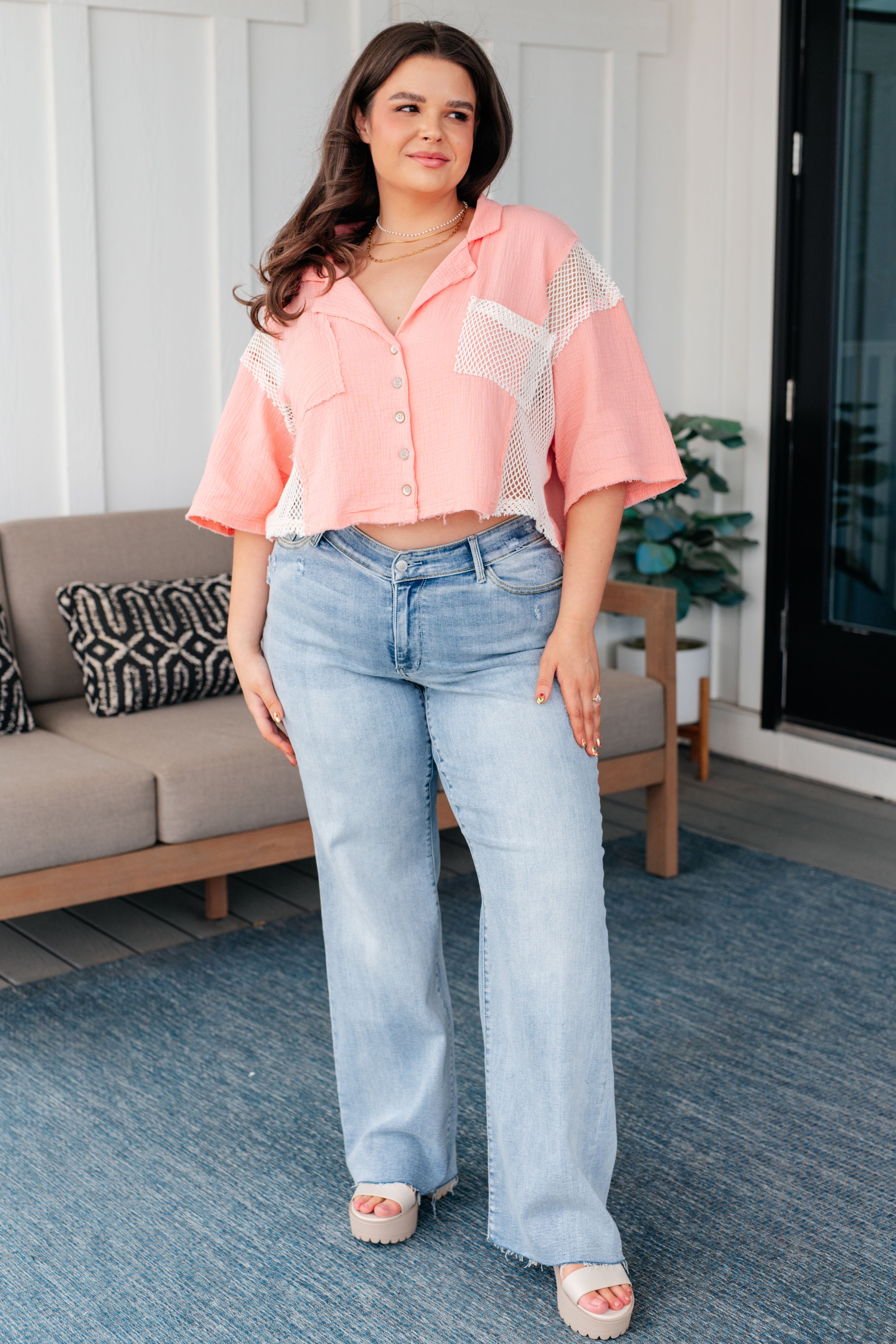 Havana Nights Button Up Top - Charming Charlie