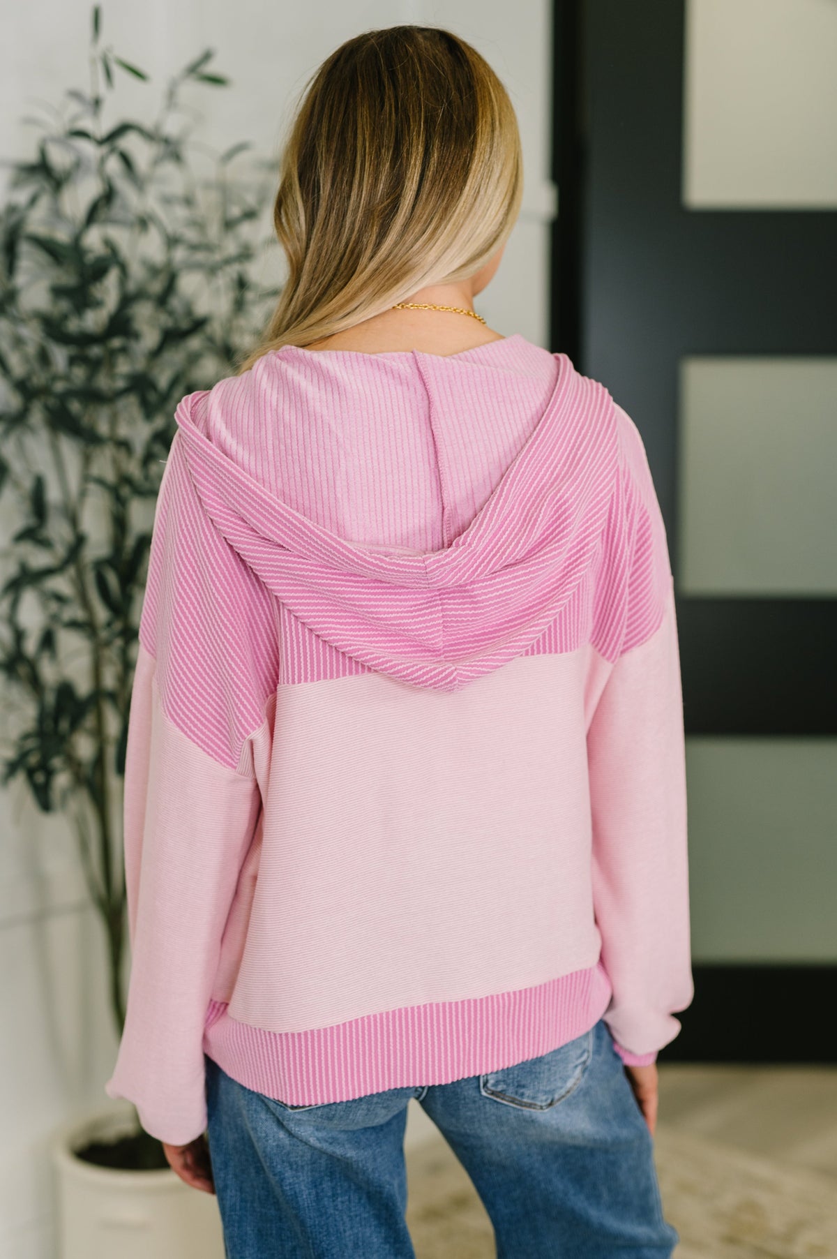 Here for Now Color Block Hoodie in Pink - Charming Charlie