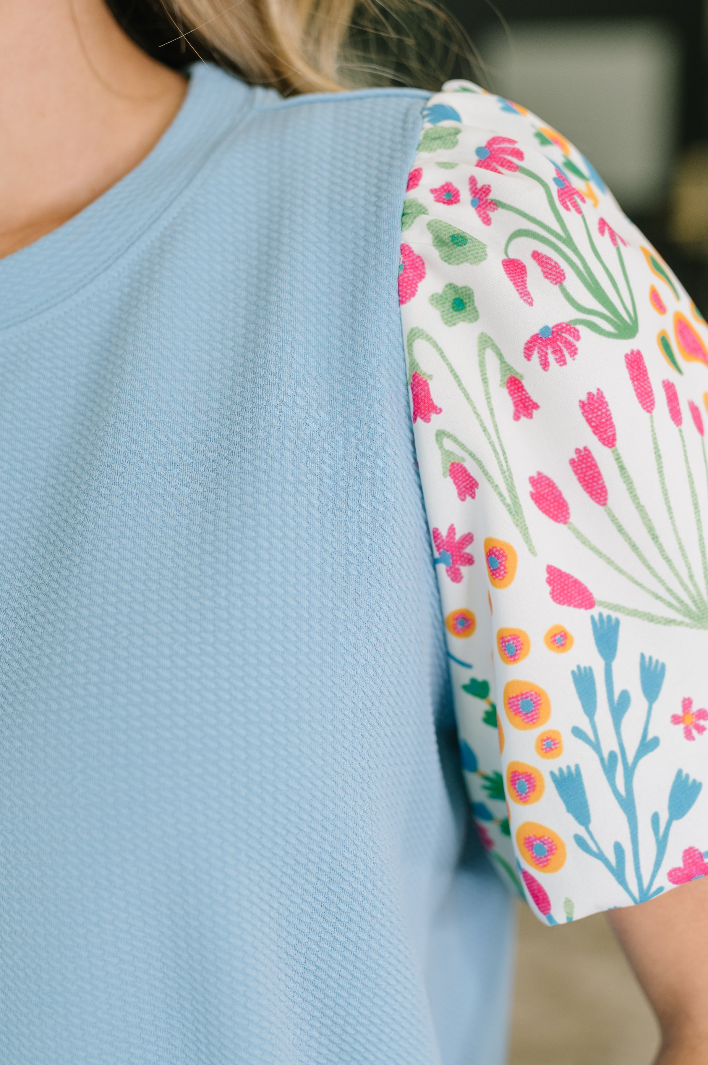 High Expectations Contrast Puff Sleeve Blouse - Charming Charlie