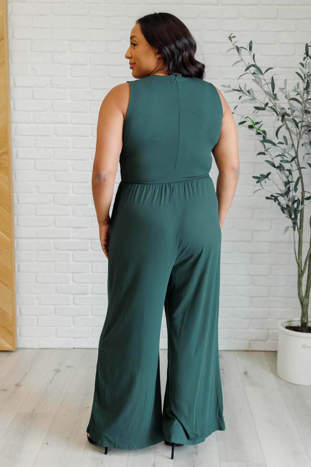 Hilary Wide Leg Jumpsuit in Green - Charming Charlie