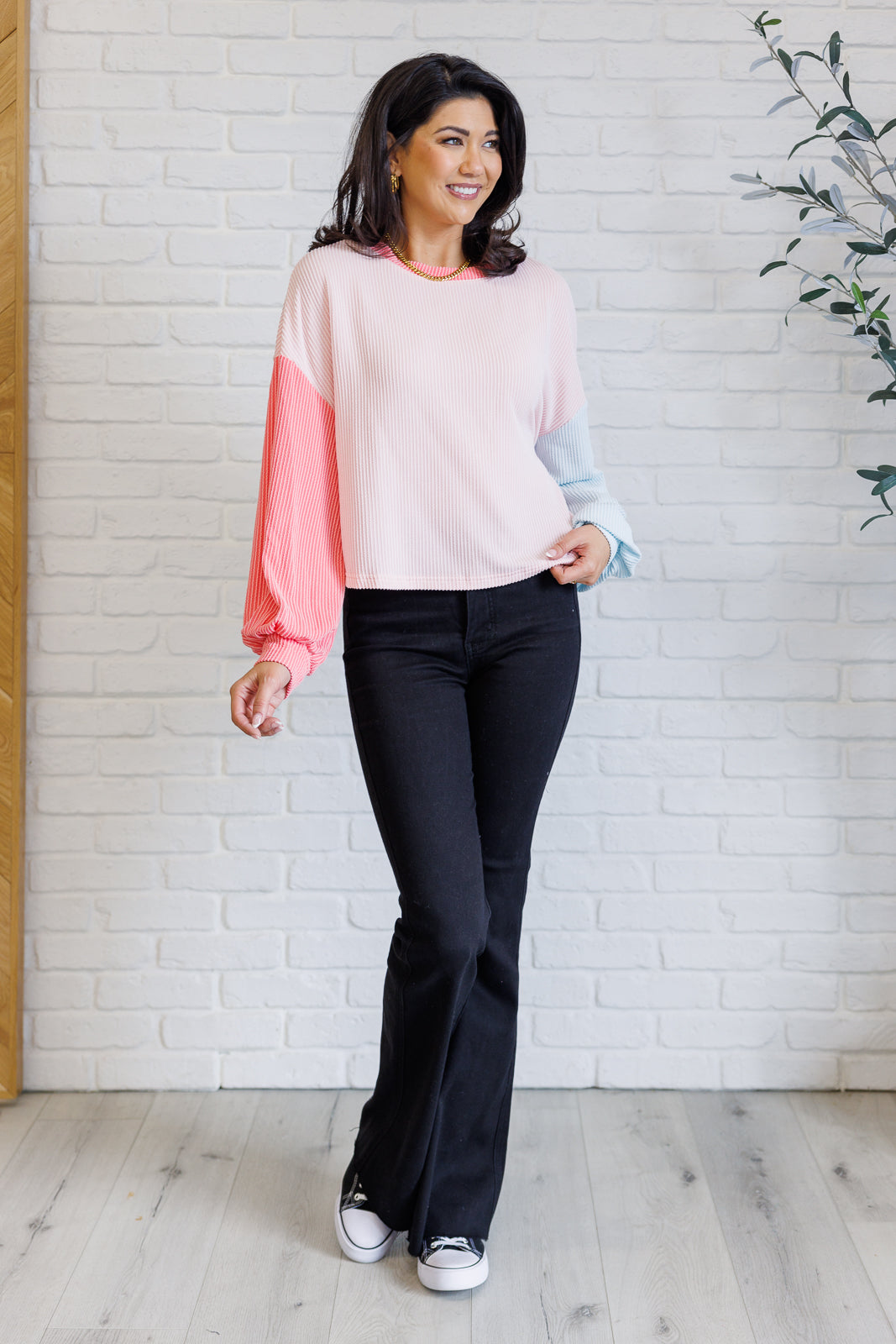 Hit Me With Your Best Shot Colorblock Top in Light Pink - Charming Charlie