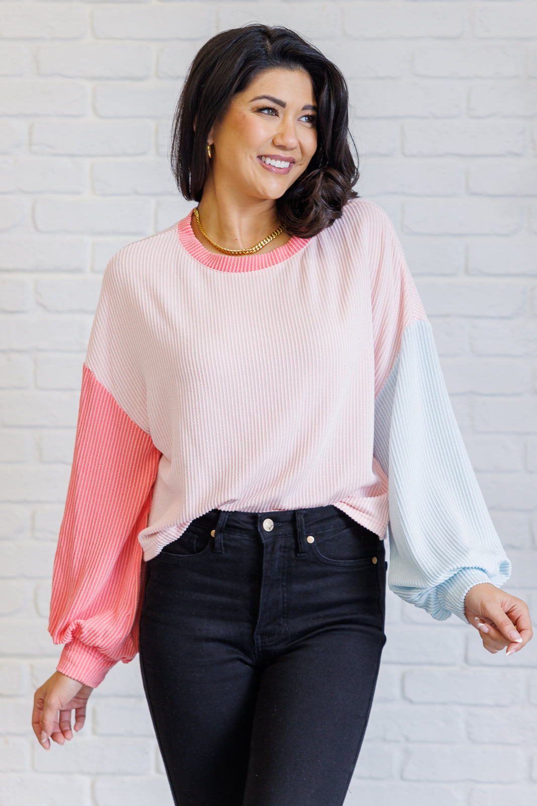 Hit Me With Your Best Shot Colorblock Top in Light Pink - Charming Charlie