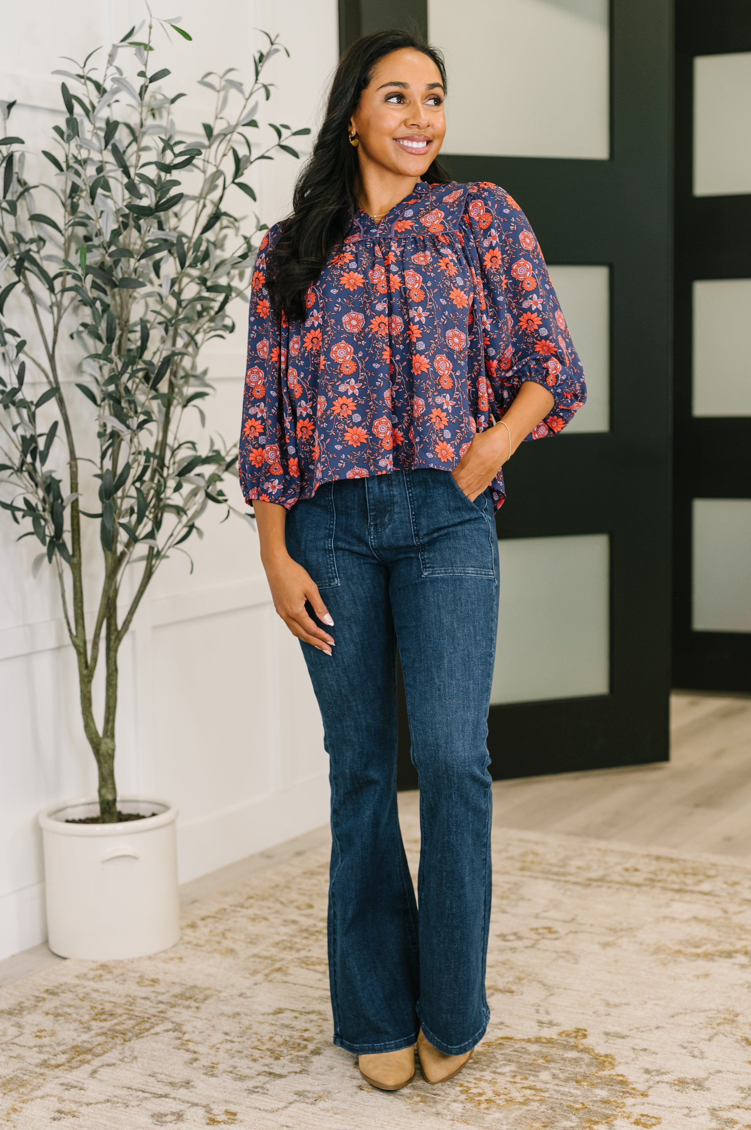 Hitherto Unknown Floral Babydoll Blouse - Charming Charlie