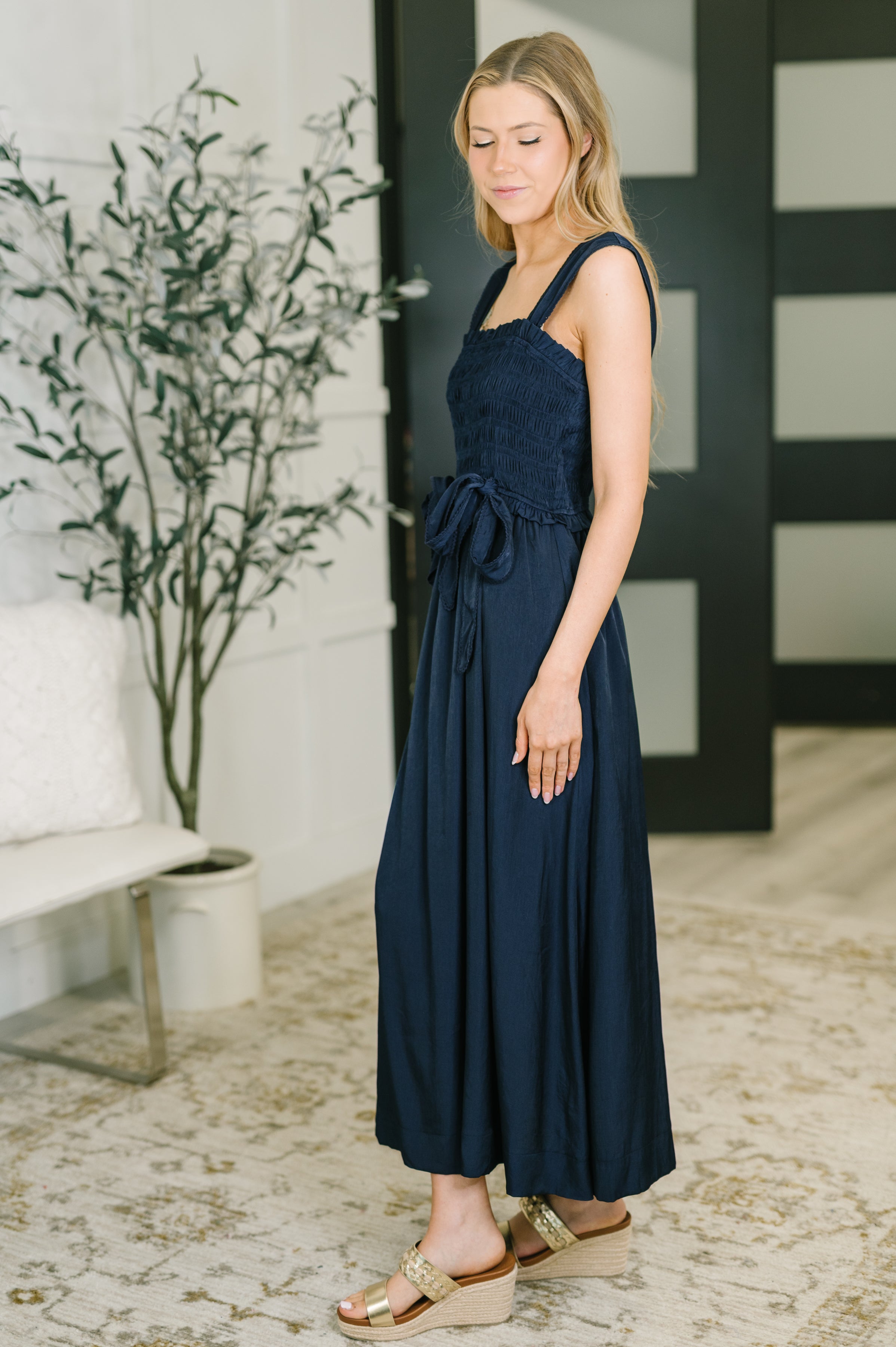 Hold Me Down Midi Dress in Navy - Charming Charlie