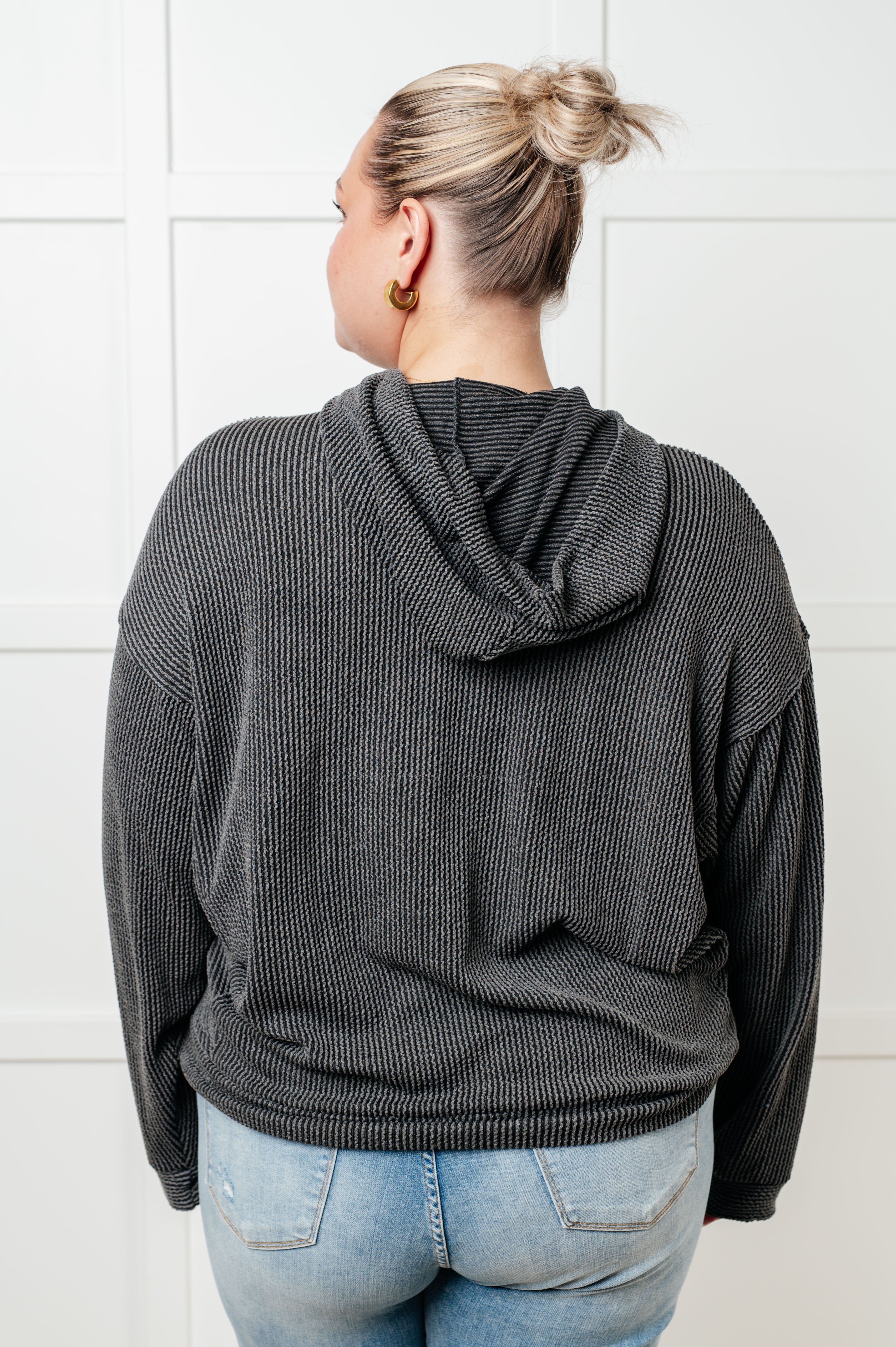 Hold That Thought Rib Knit Hoodie - Charming Charlie