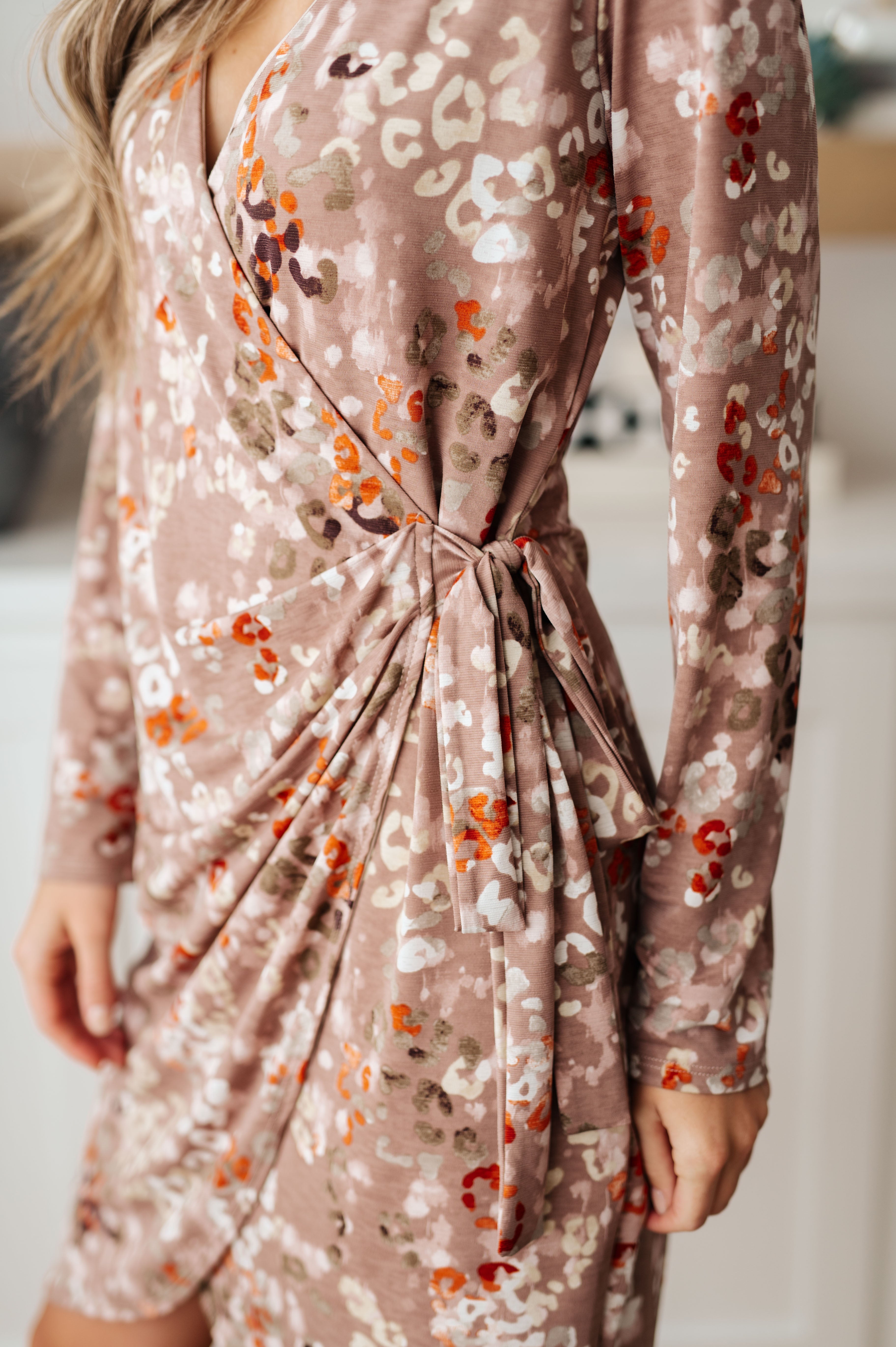 Honey Do I Ever Faux Wrap Dress in Taupe - Charming Charlie