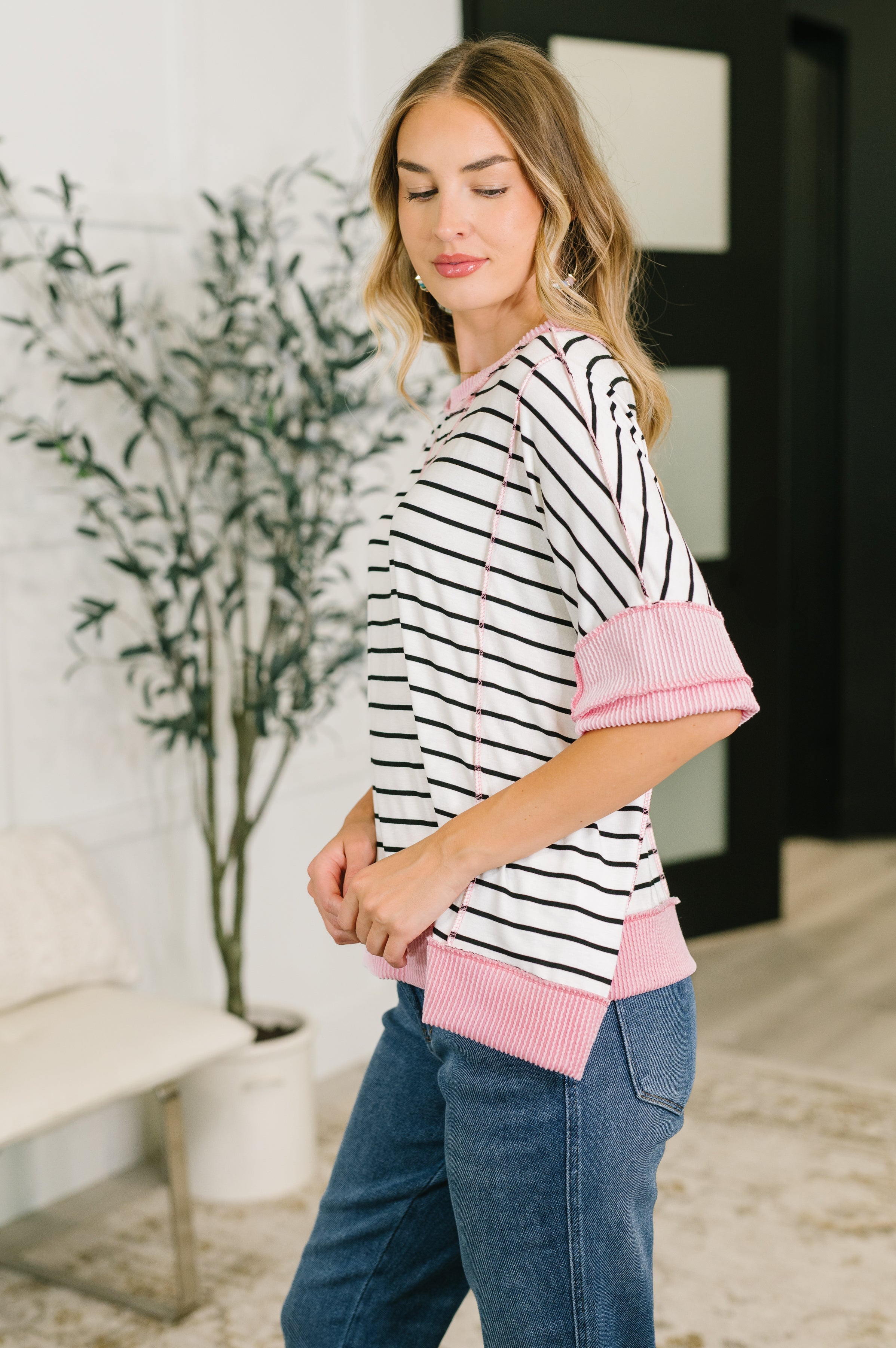 Human Nature Contrast Detailed Top - Charming Charlie