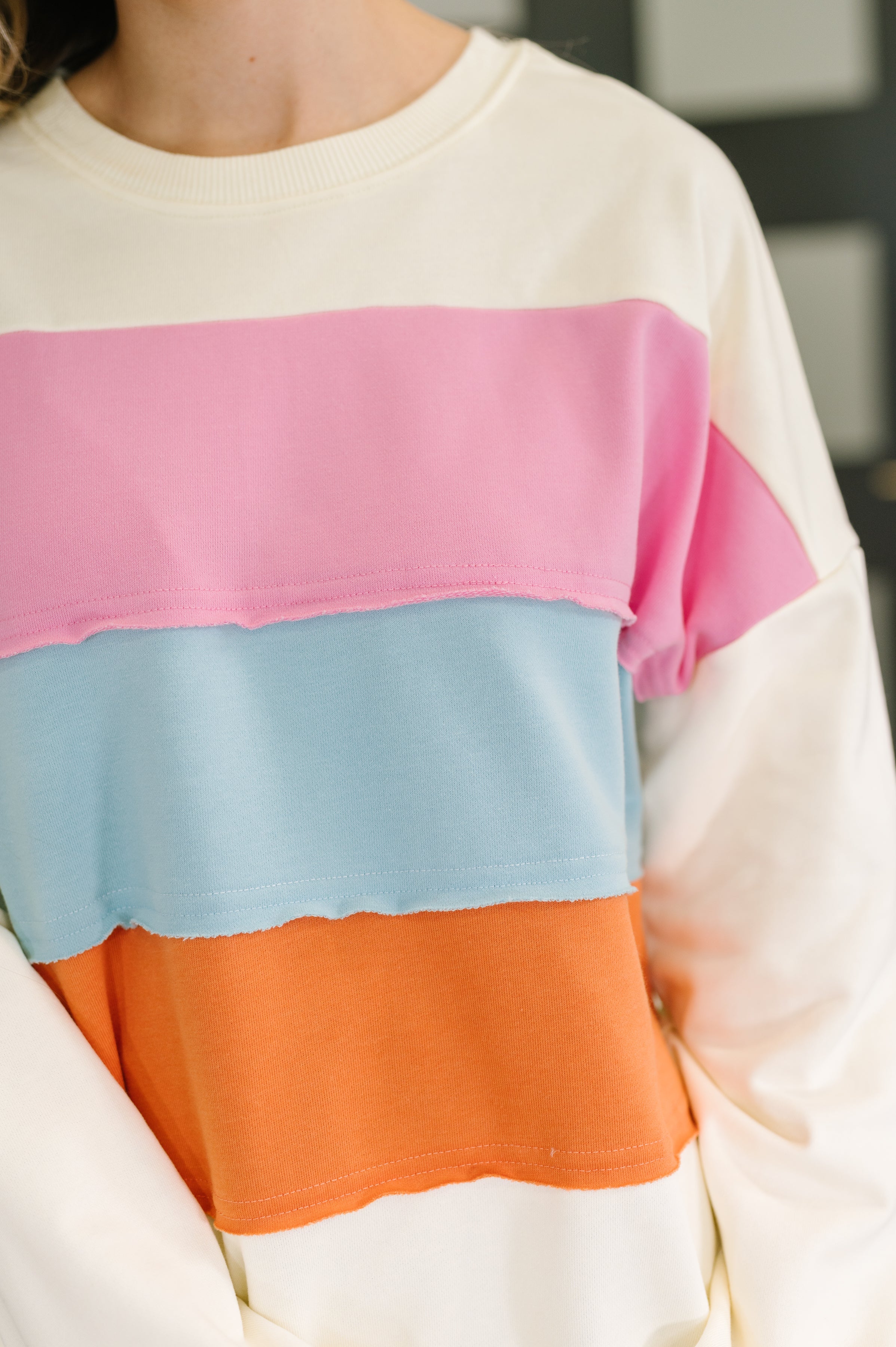 Humor Me Color Block Relaxed Pullover - Charming Charlie