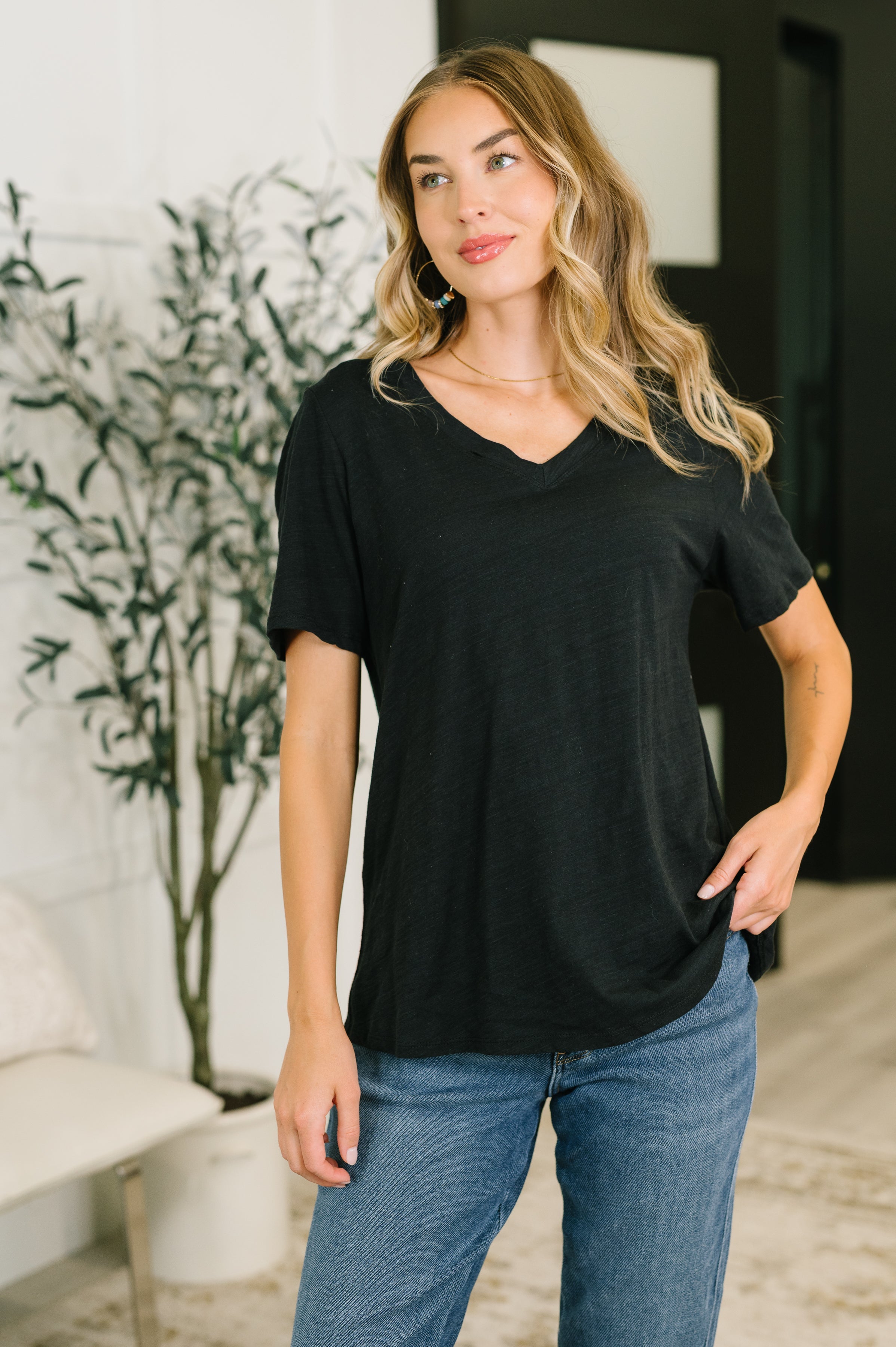 I Don't Have to Choose V-Neck Tee in Black - Charming Charlie