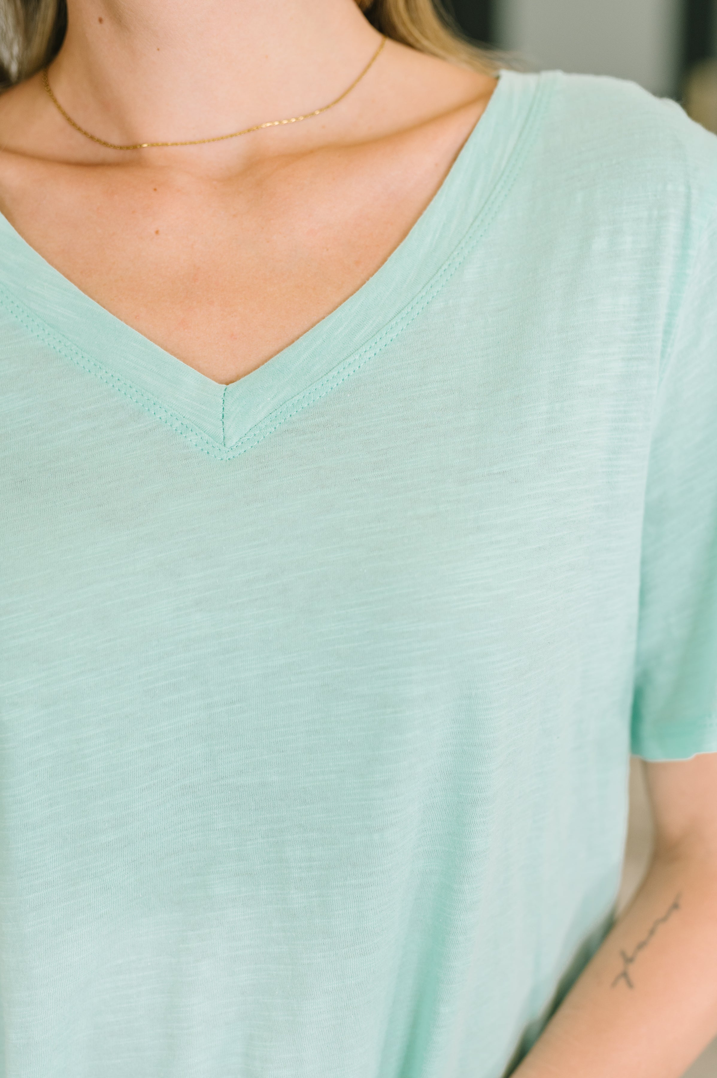 I Don't Have to Choose V-Neck Tee in Mint - Charming Charlie