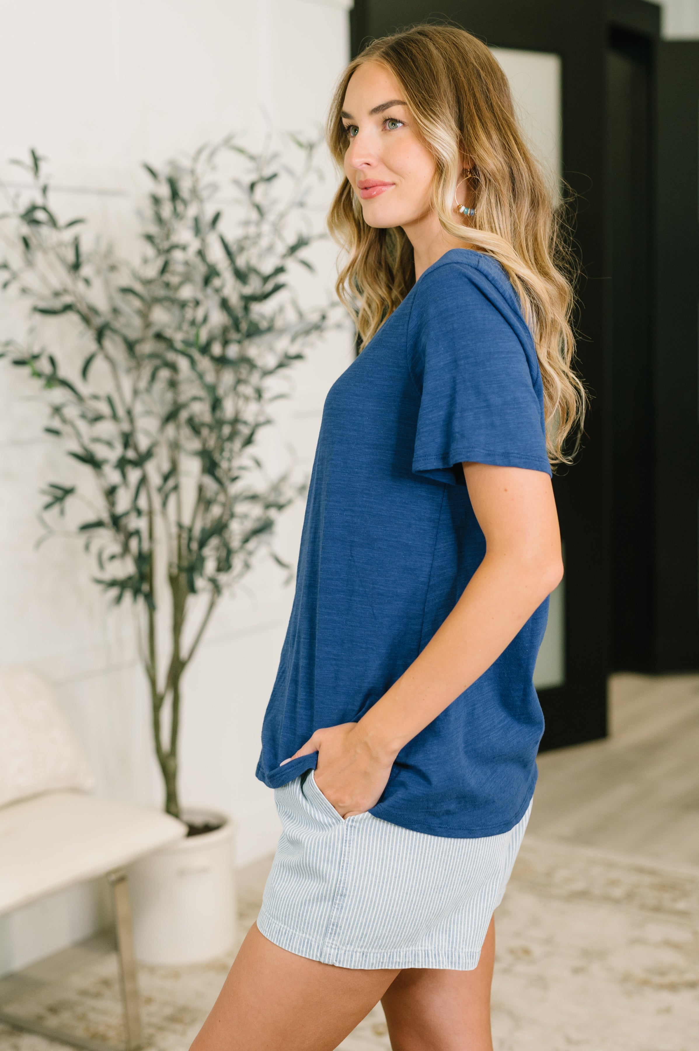 I Don't Have to Choose V-Neck Tee in Navy - Charming Charlie