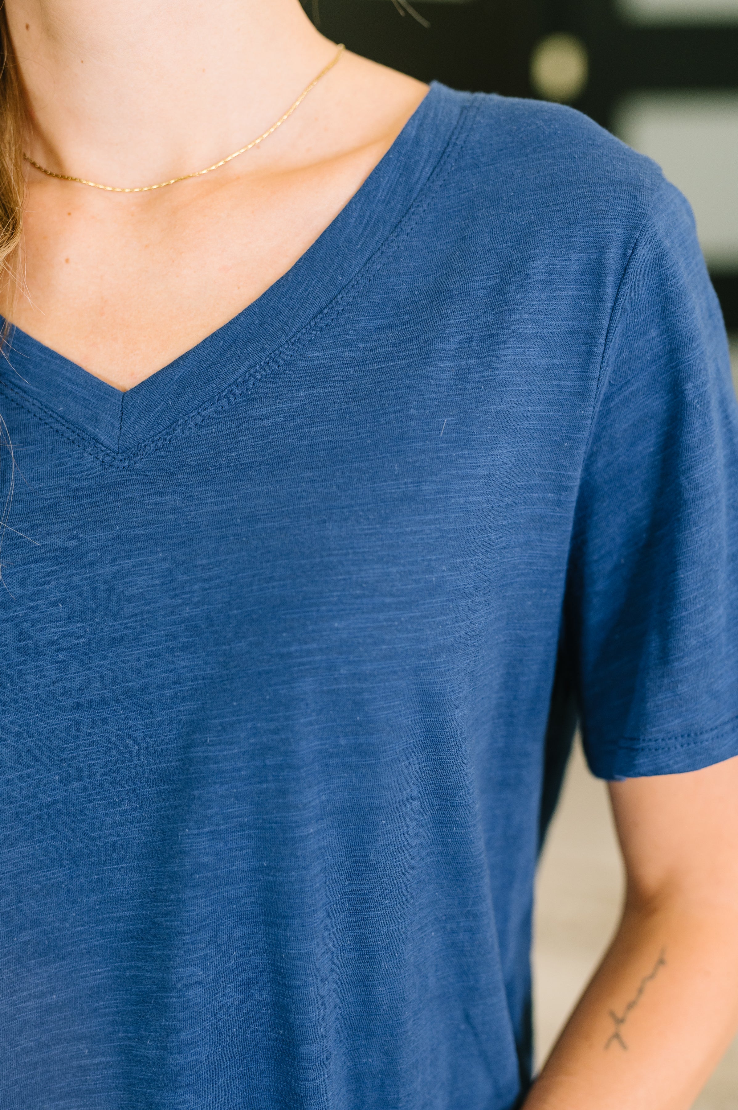 I Don't Have to Choose V-Neck Tee in Navy - Charming Charlie